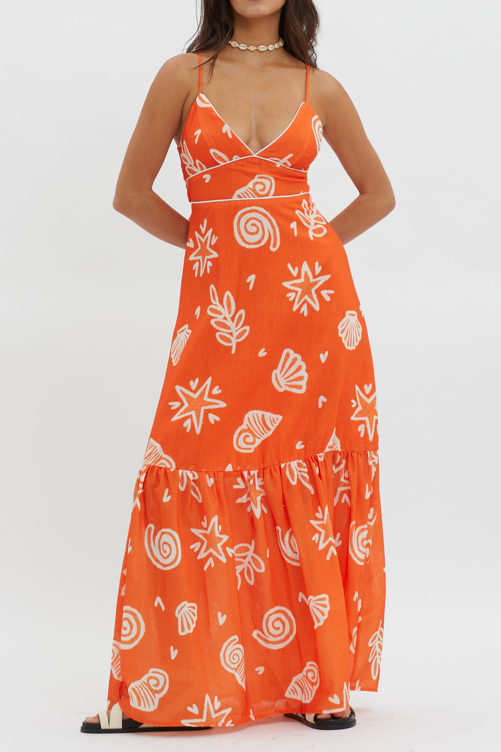 Later Days Cami Strap Maxi Dress Print Red by Selfie Leslie