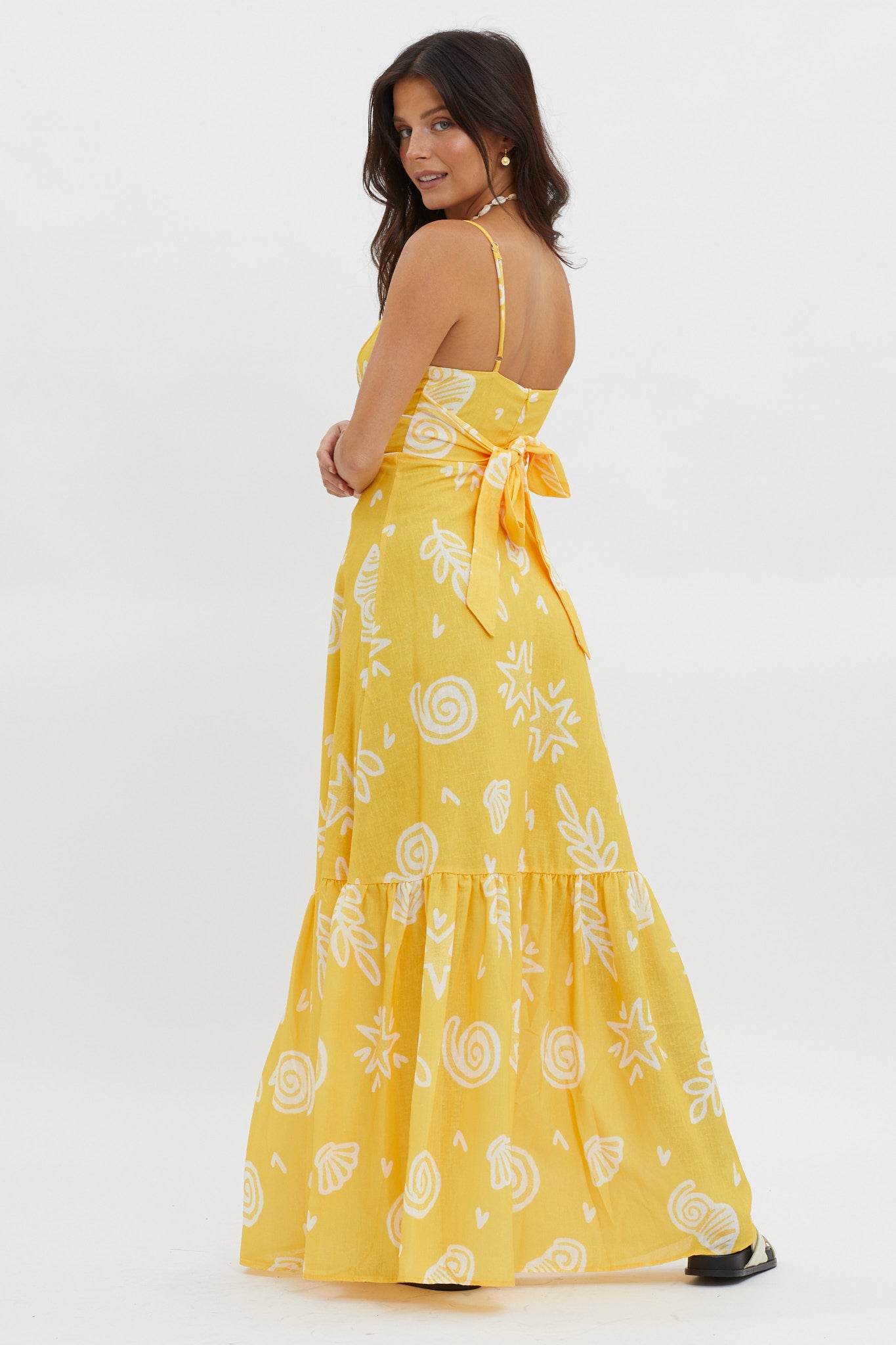 Later Days Cami Strap Maxi Dress Print Yellow by Selfie Leslie