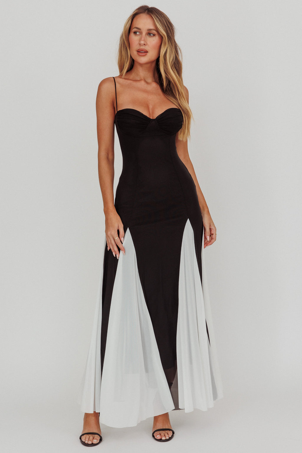 All Mine Godet Hem Maxi Dress Black by Selfie Leslie