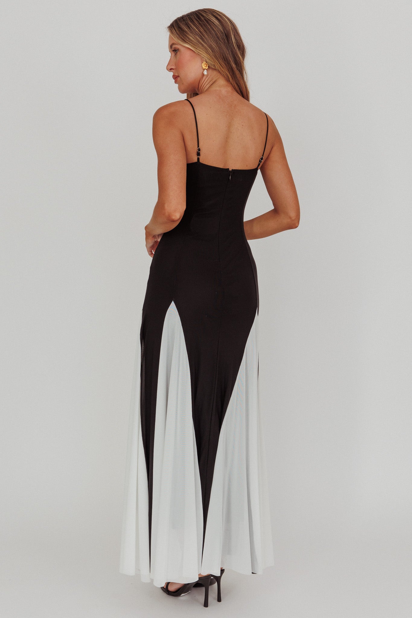 All Mine Godet Hem Maxi Dress Black by Selfie Leslie
