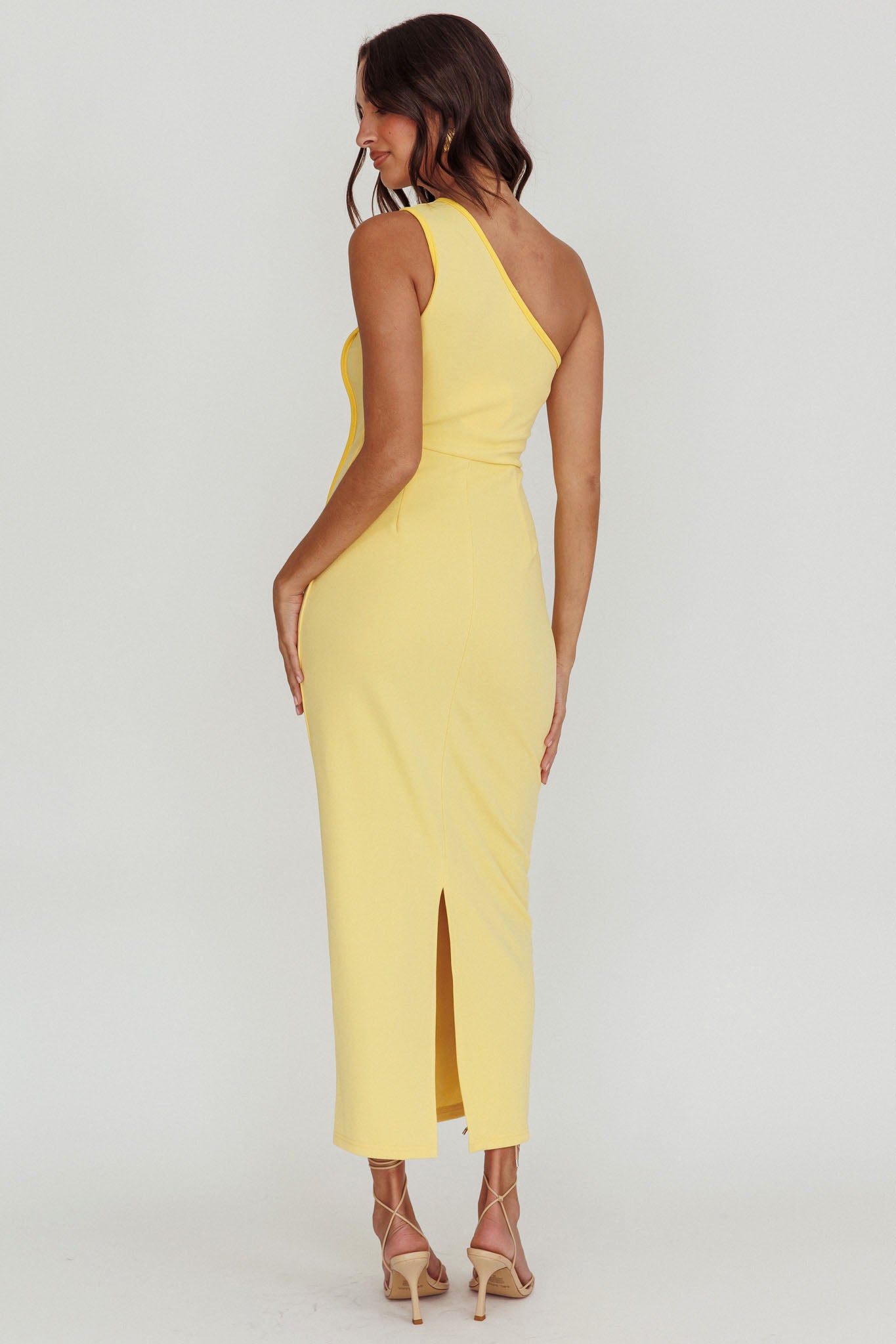 Ivanka One Shoulder Piping Dress Yellow by Selfie Leslie