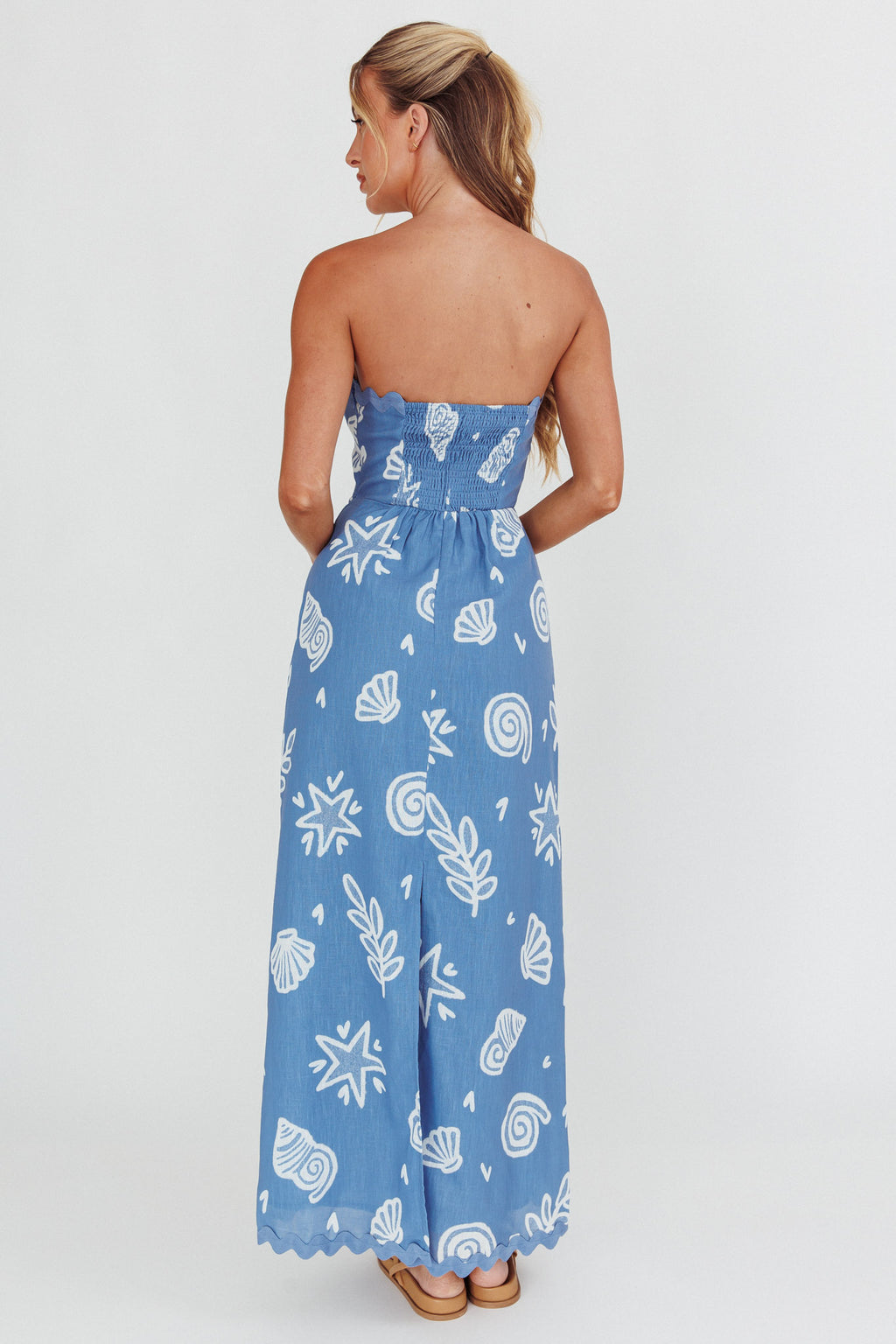 Cypress Ric Rac Trim Strapless Dress Shell Blue by Selfie Leslie