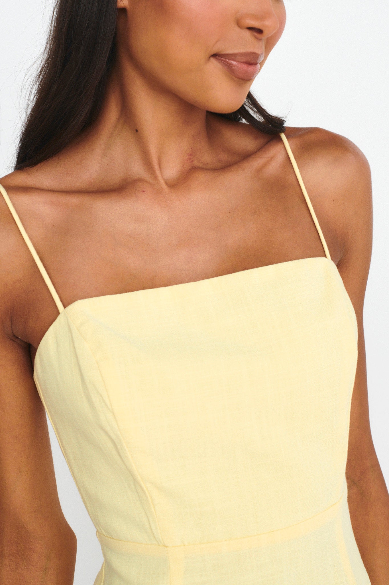 Light Hearted Square Neckline Maxi Dress Lemon by Selfie Leslie