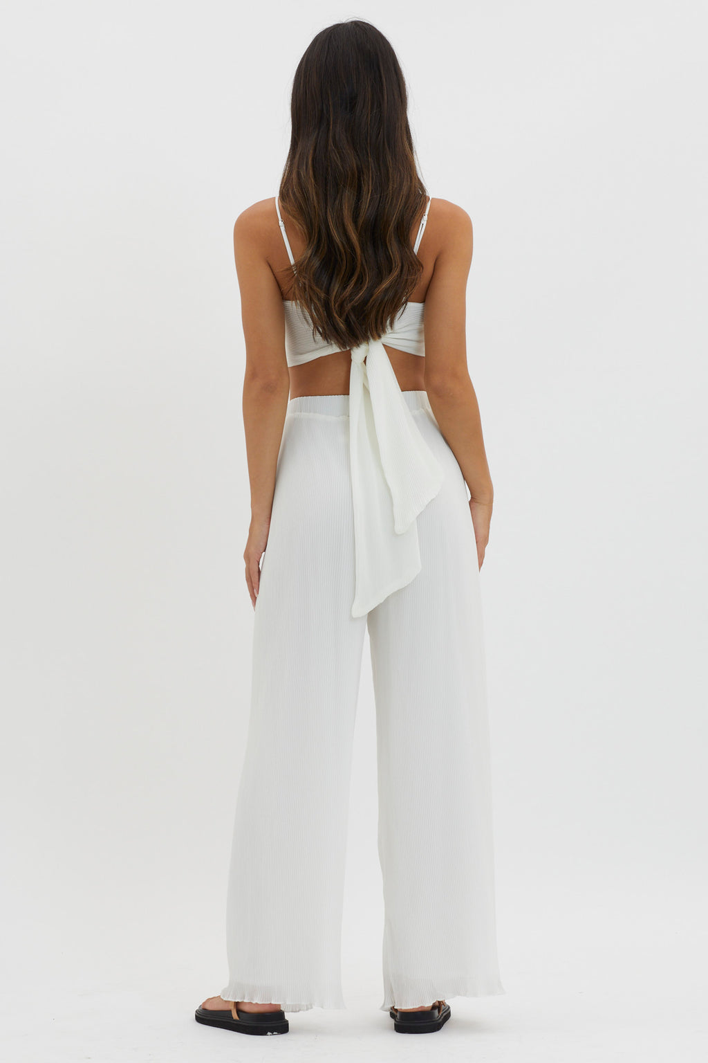 Light Energy Accordion Pleat Pants White by Selfie Leslie