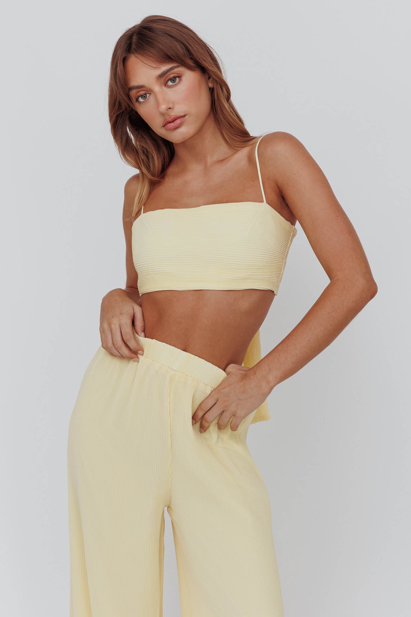 Light Energy Tie Back Crop Top Lemon by Selfie Leslie