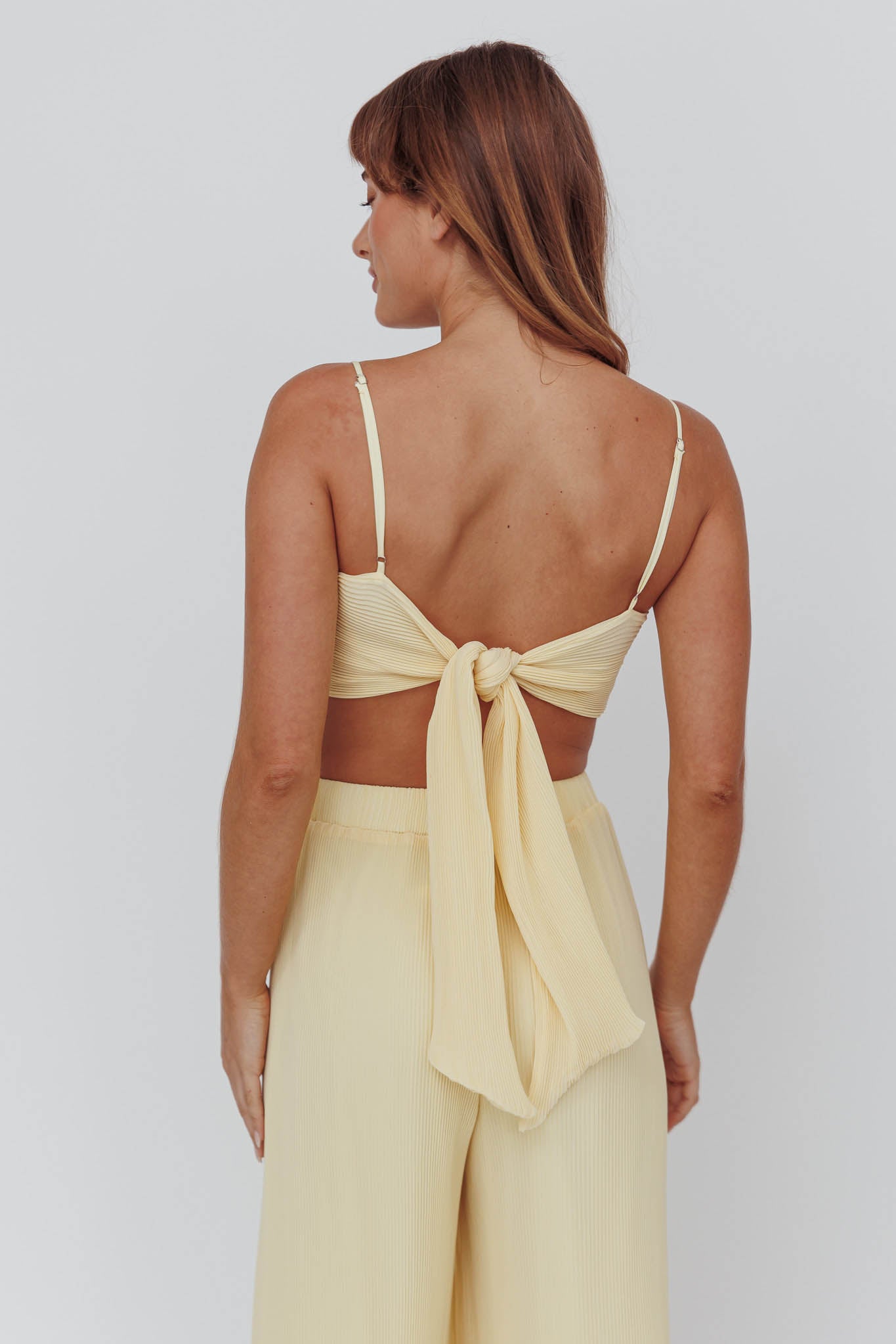 Light Energy Tie Back Crop Top Lemon by Selfie Leslie