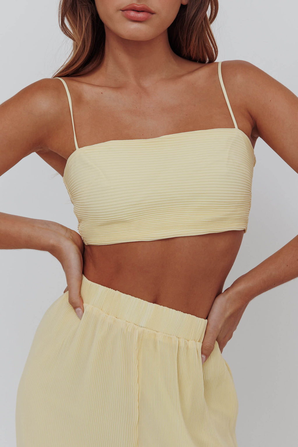 Light Energy Tie Back Crop Top Lemon by Selfie Leslie
