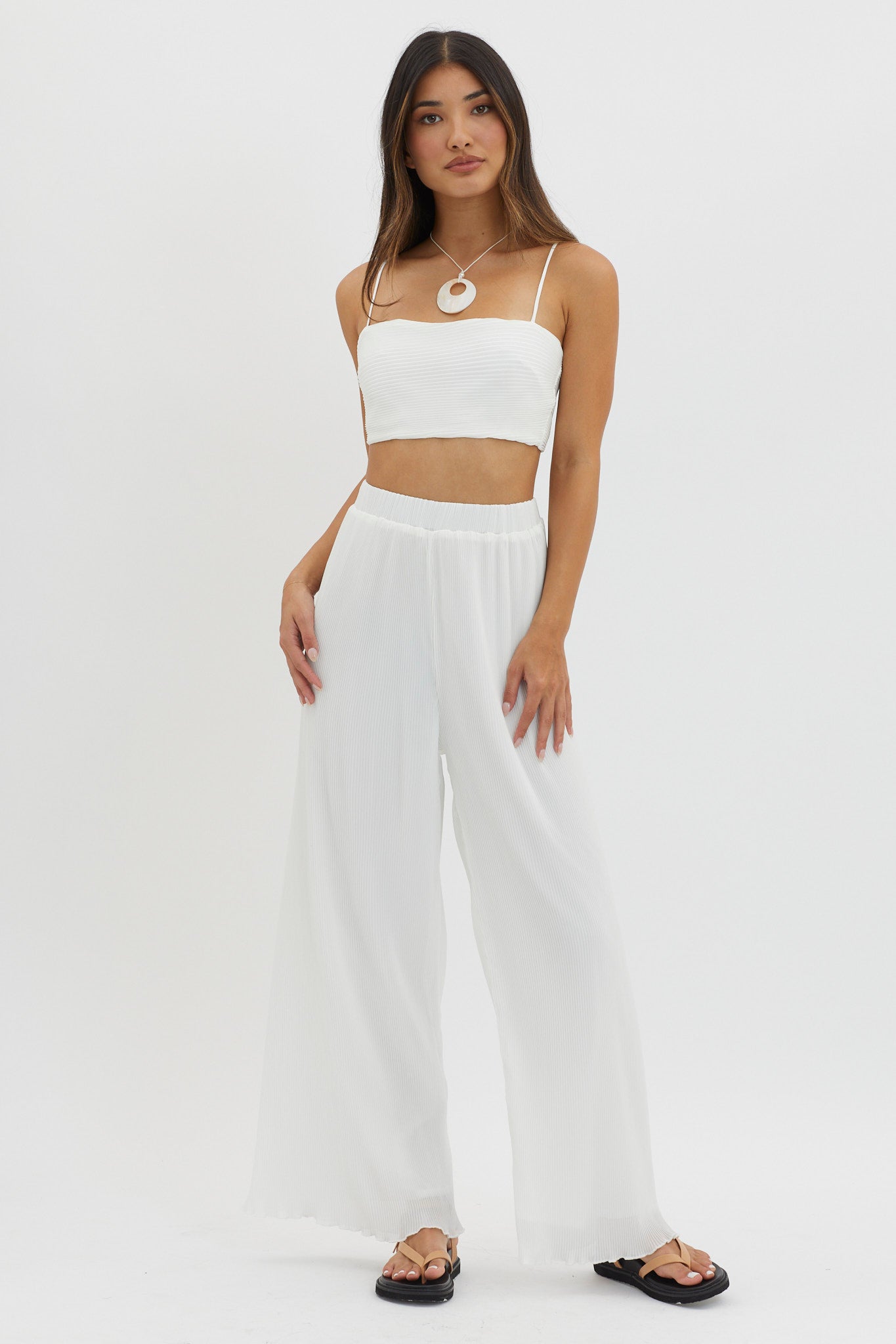 Light Energy Tie Back Crop Top White by Selfie Leslie
