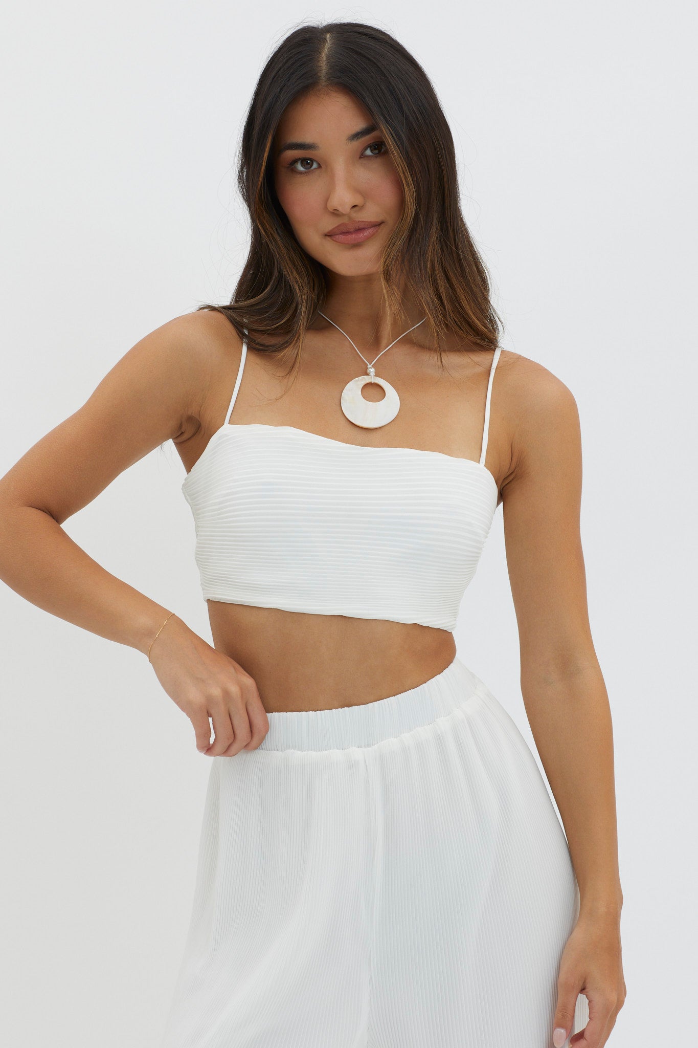 Light Energy Tie Back Crop Top White by Selfie Leslie