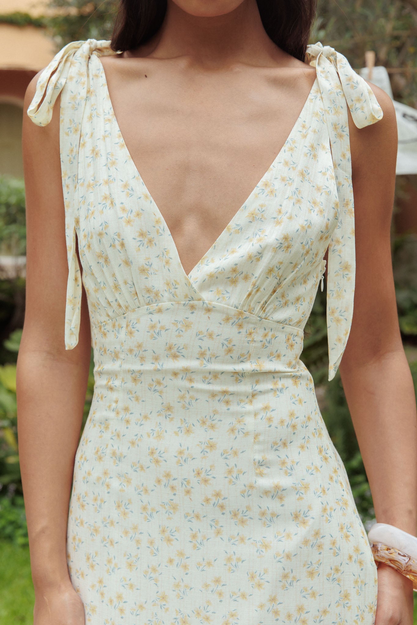 Tied Shoulder Slit Maxi Dress main image 1