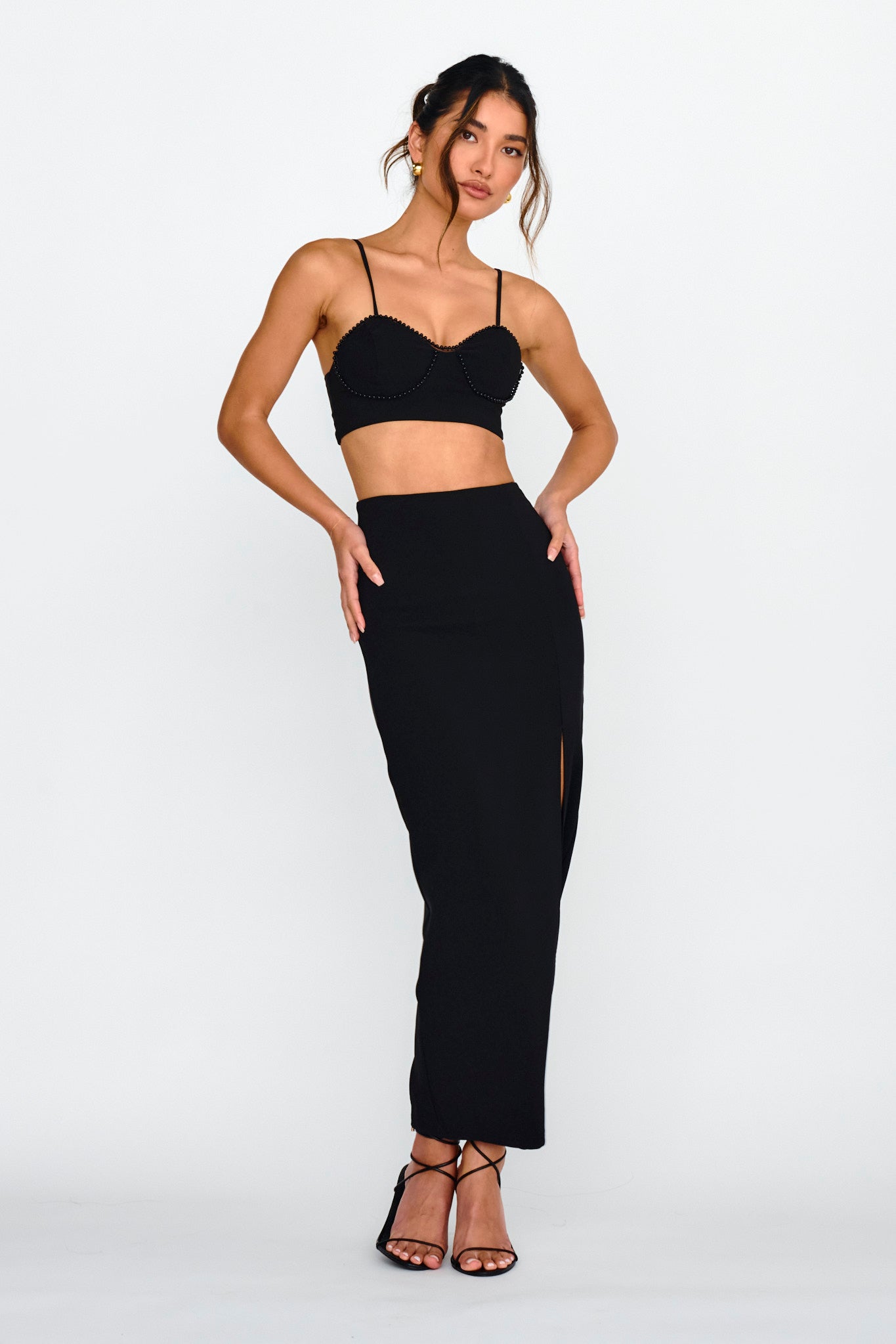 Next To You Thigh Split Skirt Black by Selfie Leslie