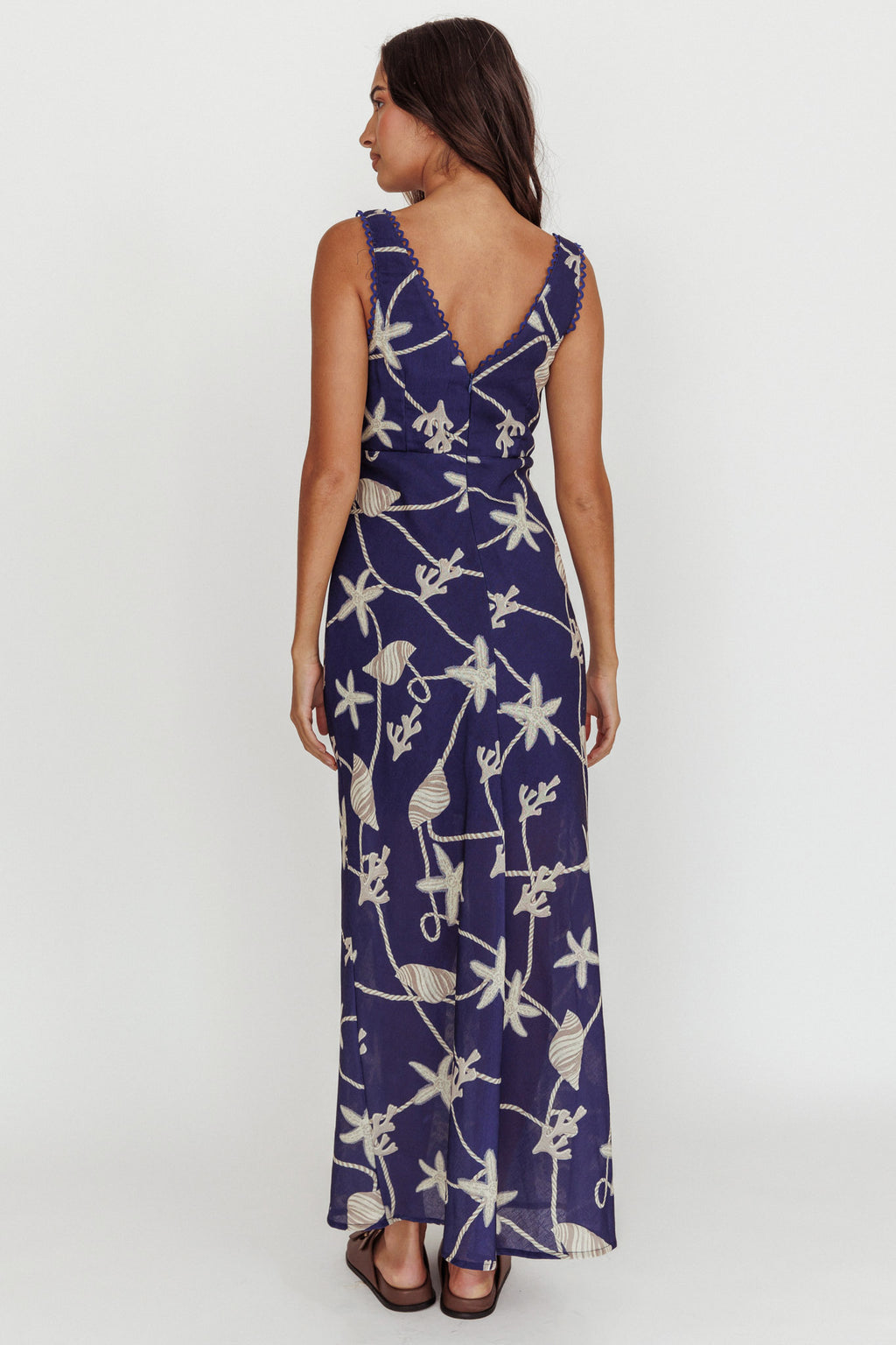 Miss Divine V-Neck Ocean Maxi Dress Blue by Selfie Leslie