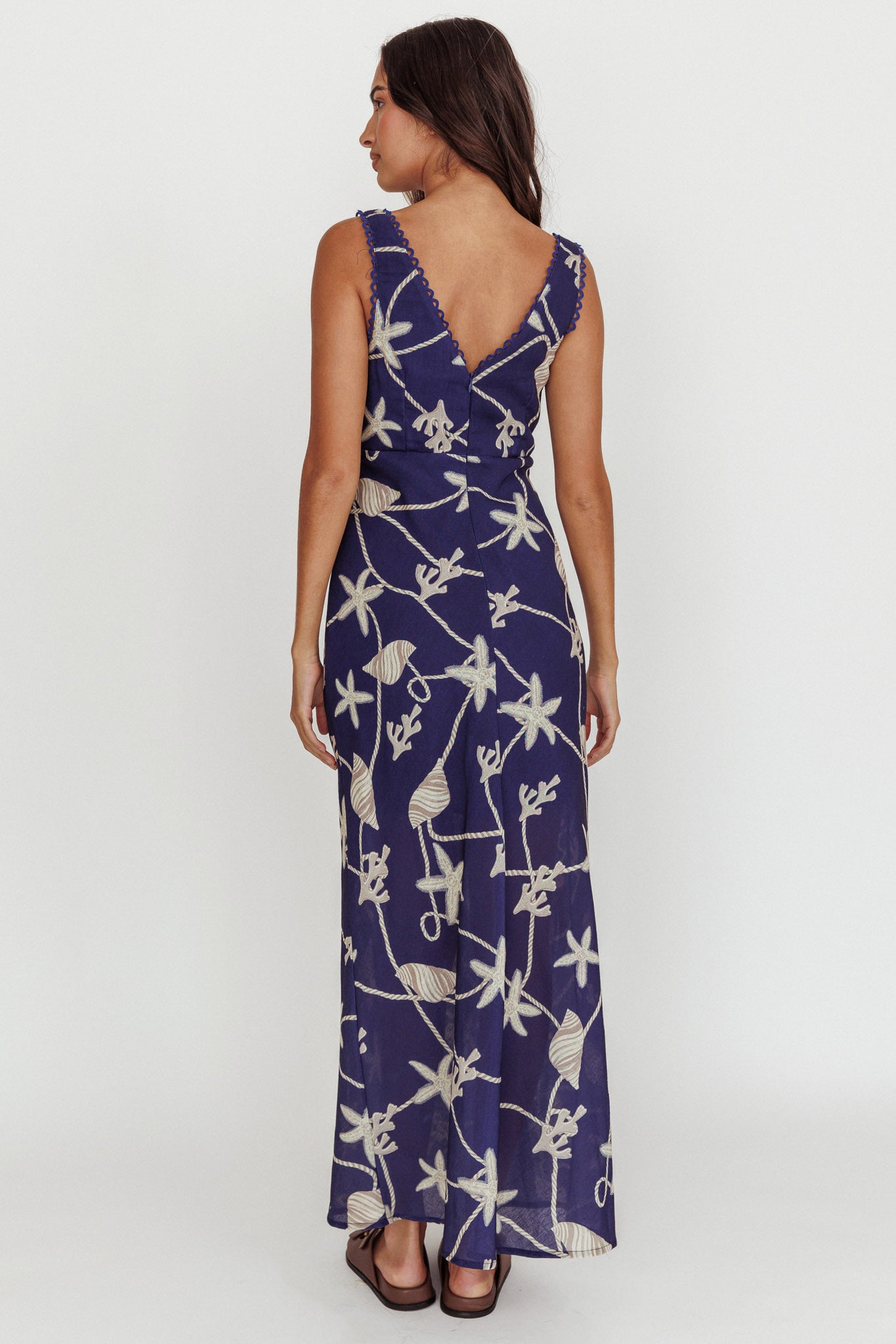 Miss Divine V-Neck Ocean Maxi Dress Blue by Selfie Leslie