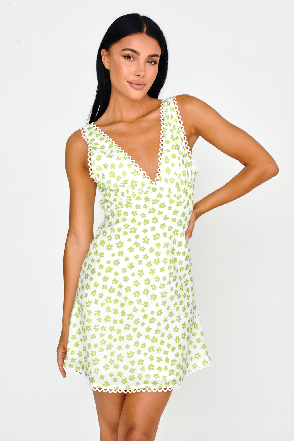 Miss Divine V-Neck Sun Dress Flower Pea by Selfie Leslie