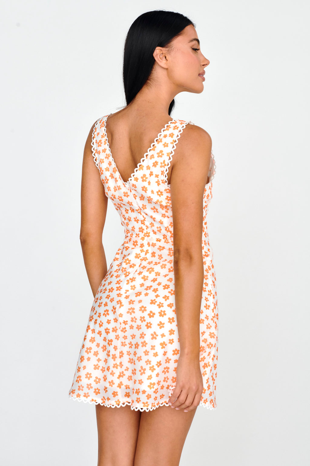 Miss Divine V-Neck Sun Dress Flower Tangerine by Selfie Leslie