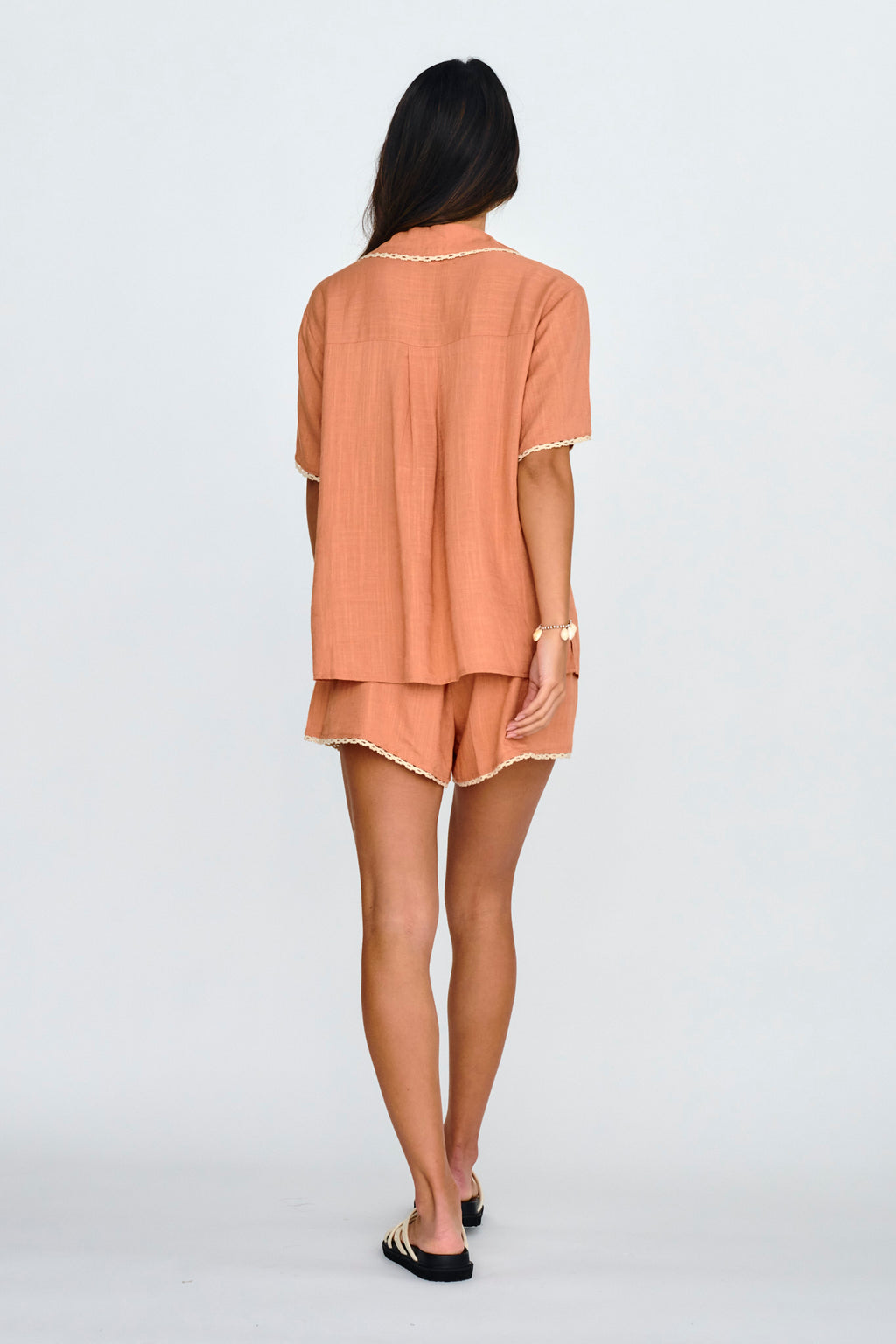 Swing Of Things Lace Trim Shorts Mocha by Selfie Leslie