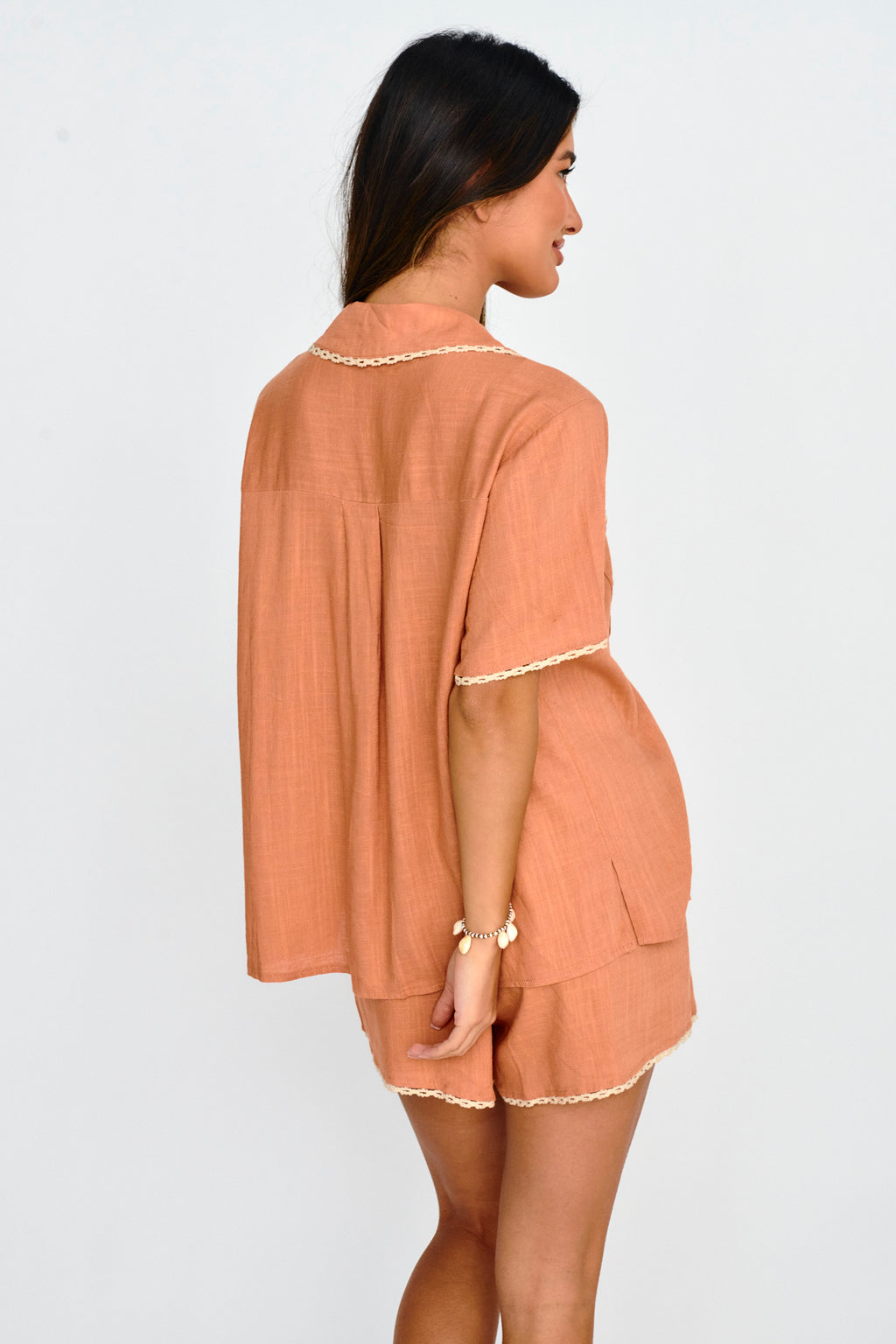 Swing Of Things Embroidered Shirt Mocha by Selfie Leslie