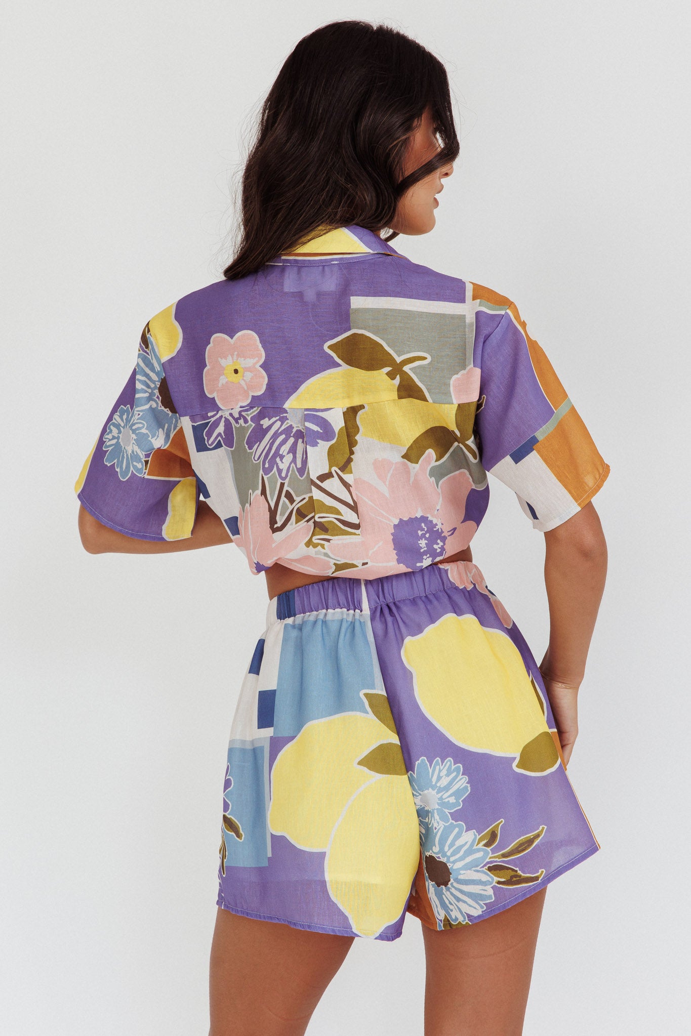 Swing Of Things Elastic Waist Shorts Citrus Lilac by Selfie Leslie