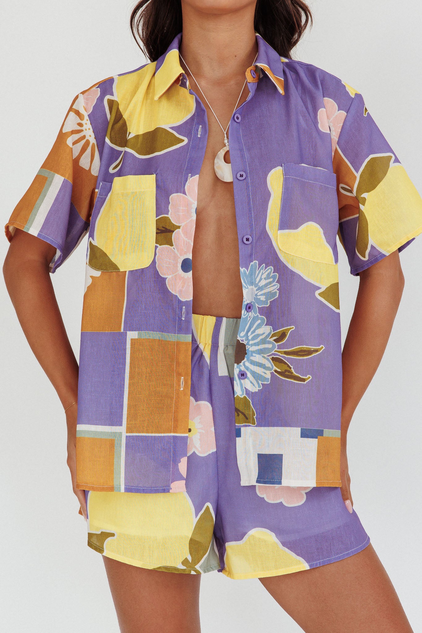 Swing Of Things Pocket Shirt Citrus Lilac by Selfie Leslie