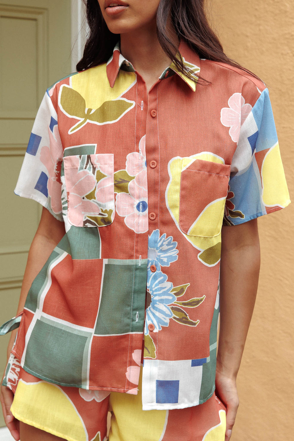 Swing Of Things Pocket Shirt Citrus Terracotta by Selfie Leslie
