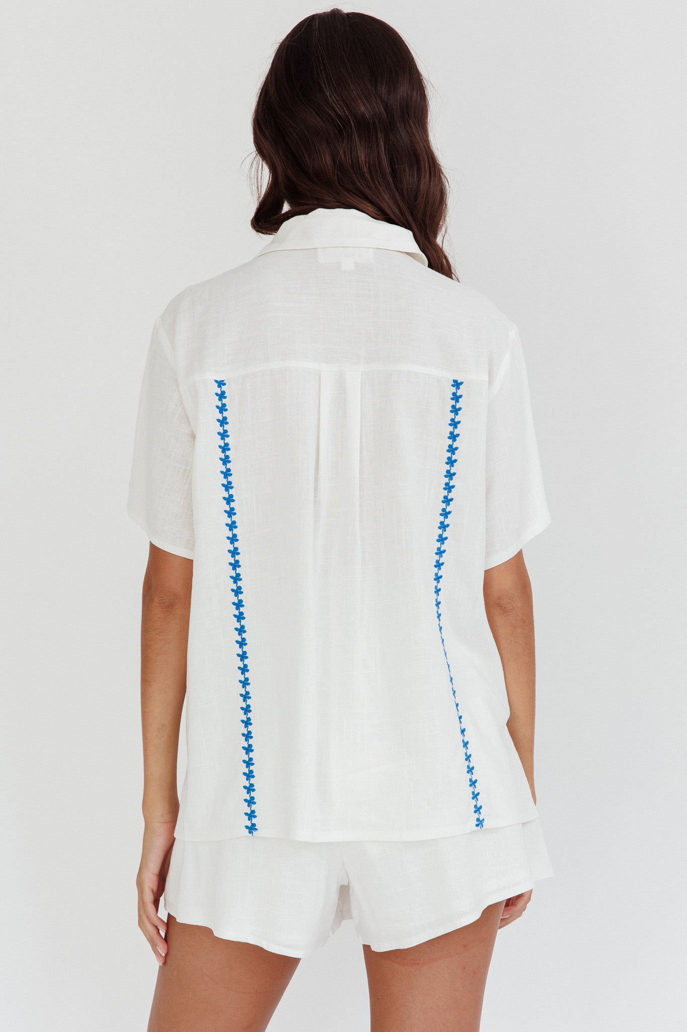 Swing Of Things Embroidered Shirt White by Selfie Leslie