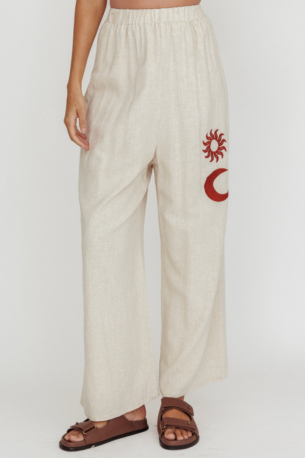 Swing Of Things Sun And Moon Wide Leg Pants Oat by Selfie Leslie