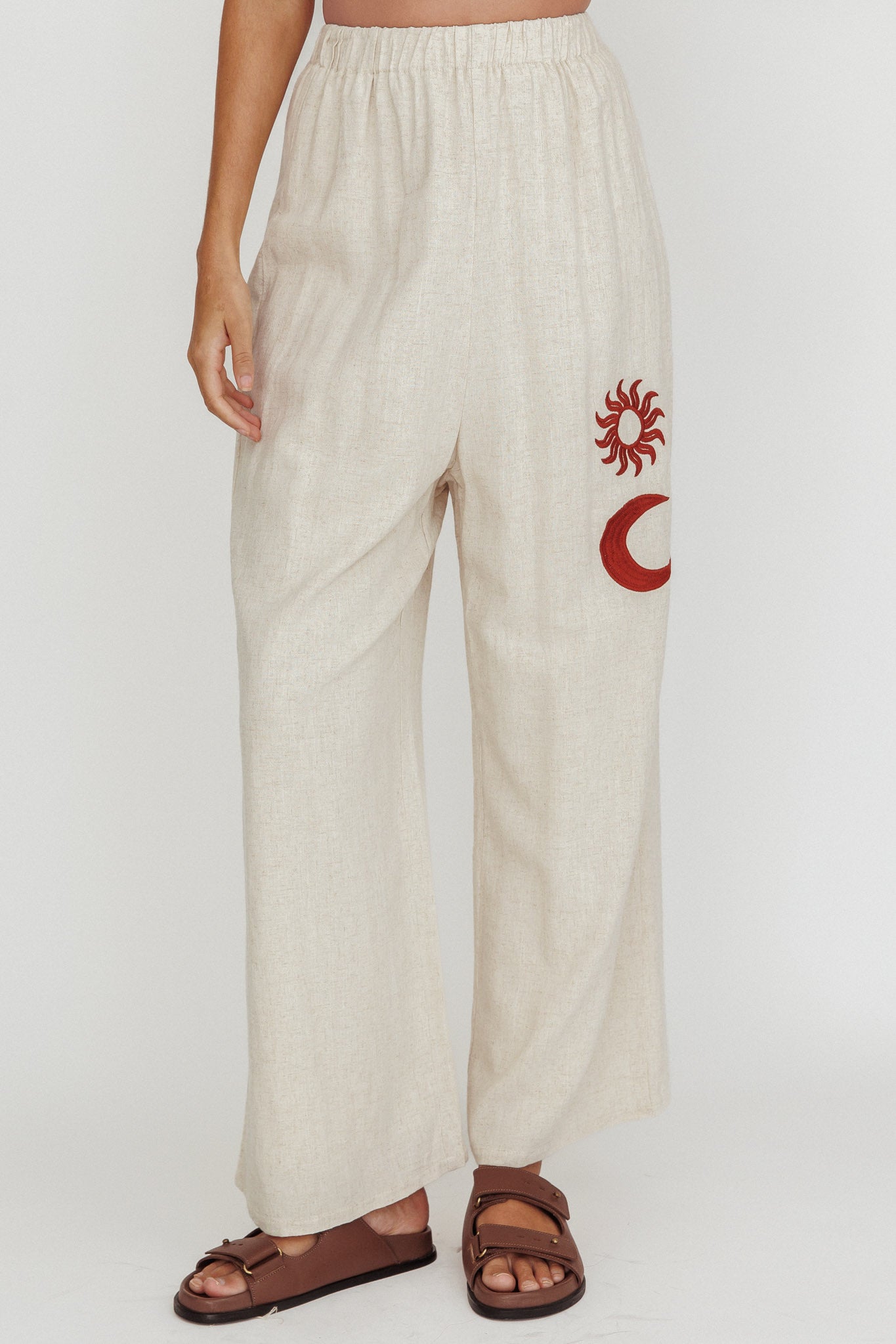 Swing Of Things Sun And Moon Wide Leg Pants Oat by Selfie Leslie