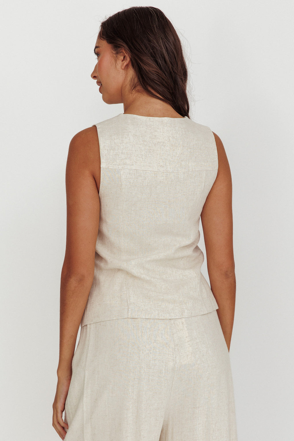 Swing Of Things Sun Sleeveless Buttoned Vest Oat by Selfie Leslie