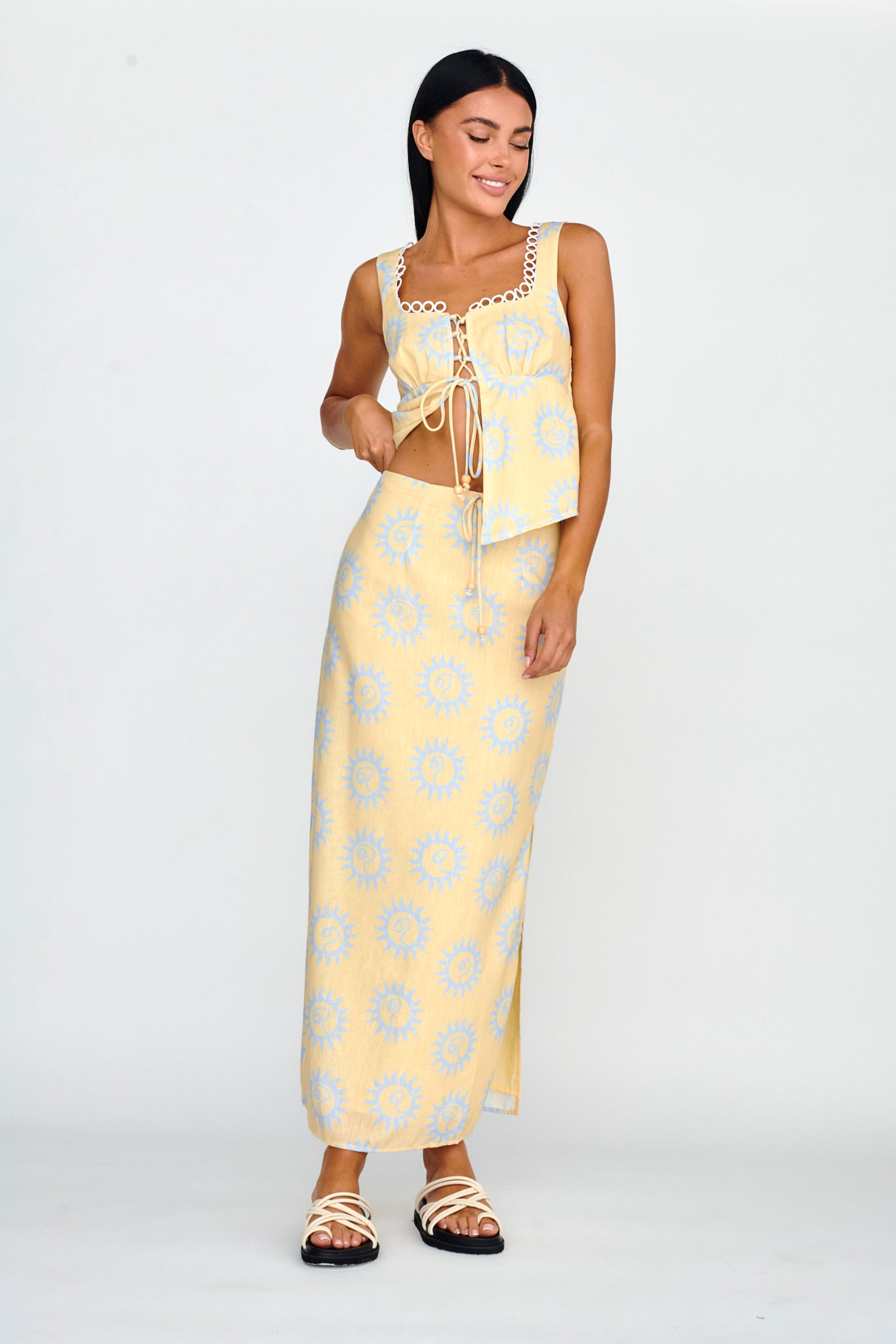 Sun Days Midi Skirt Sun Lemon by Selfie Leslie