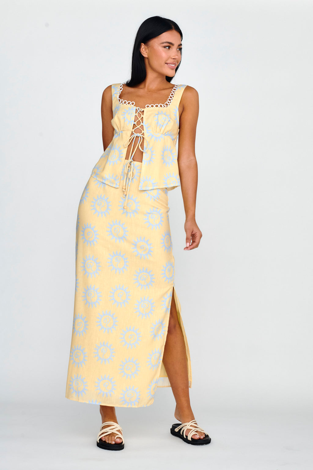 Sun Days Midi Skirt Sun Lemon by Selfie Leslie