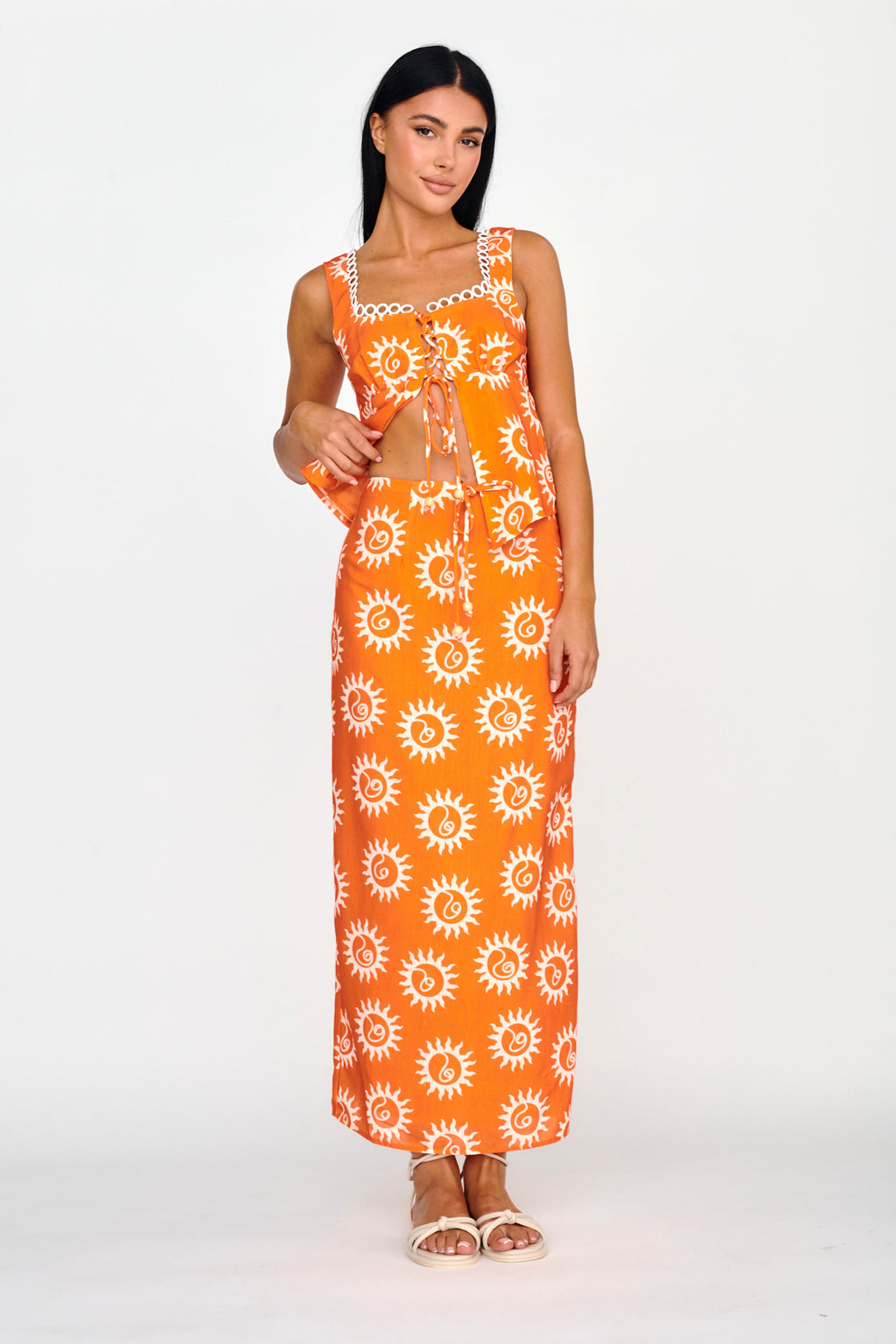 Sun Days Midi Skirt Sun Orange by Selfie Leslie
