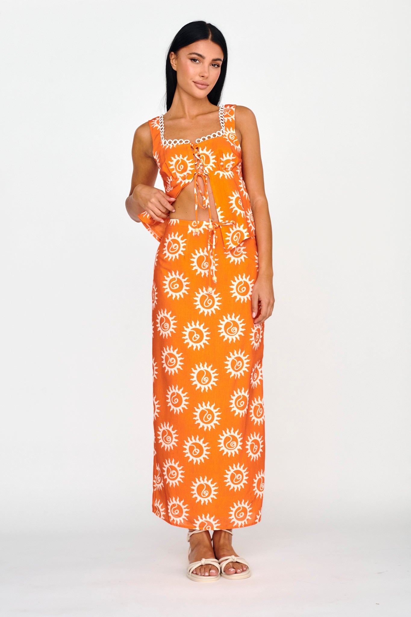 Sun Days Midi Skirt Sun Orange by Selfie Leslie