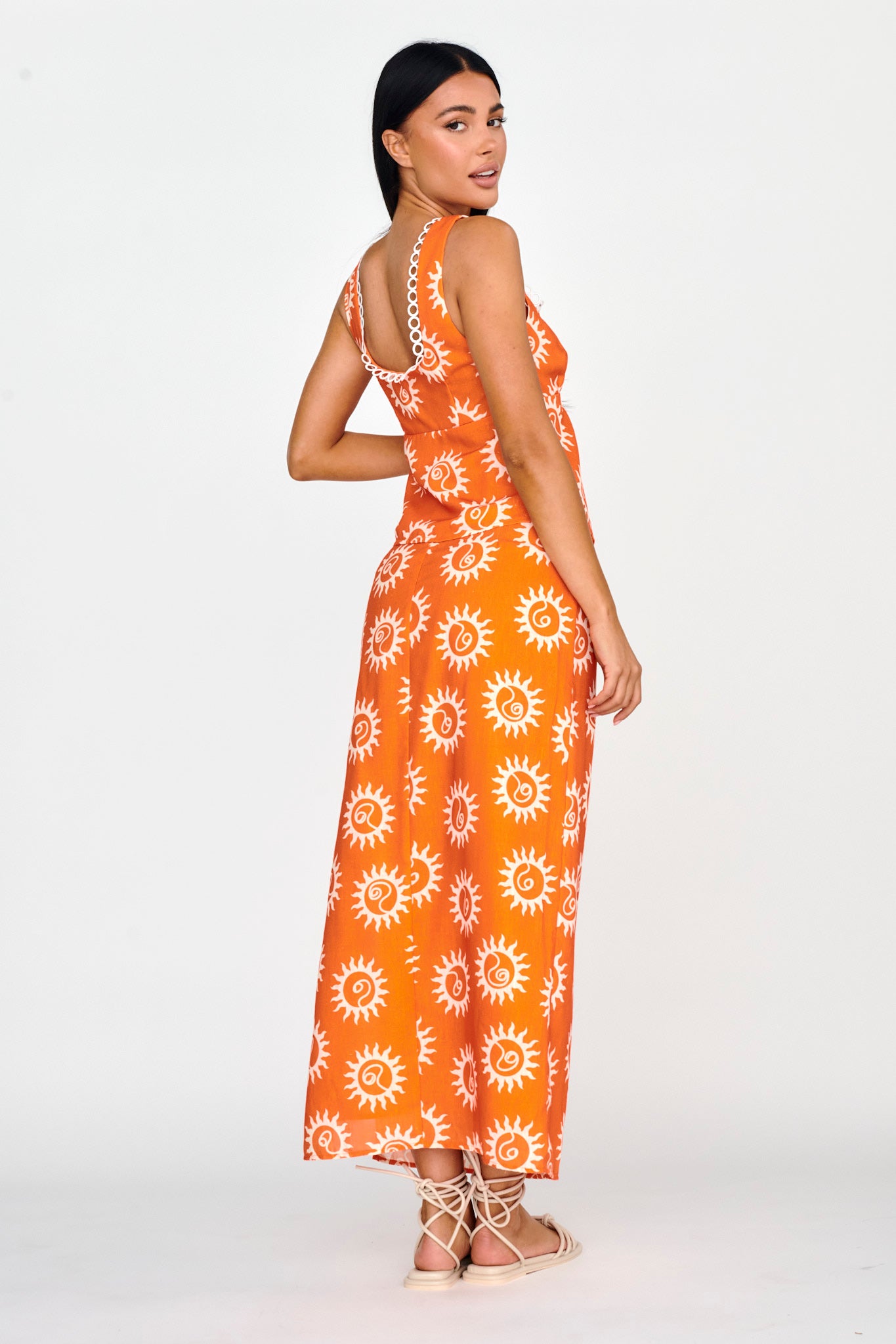 Sun Days Midi Skirt Sun Orange by Selfie Leslie