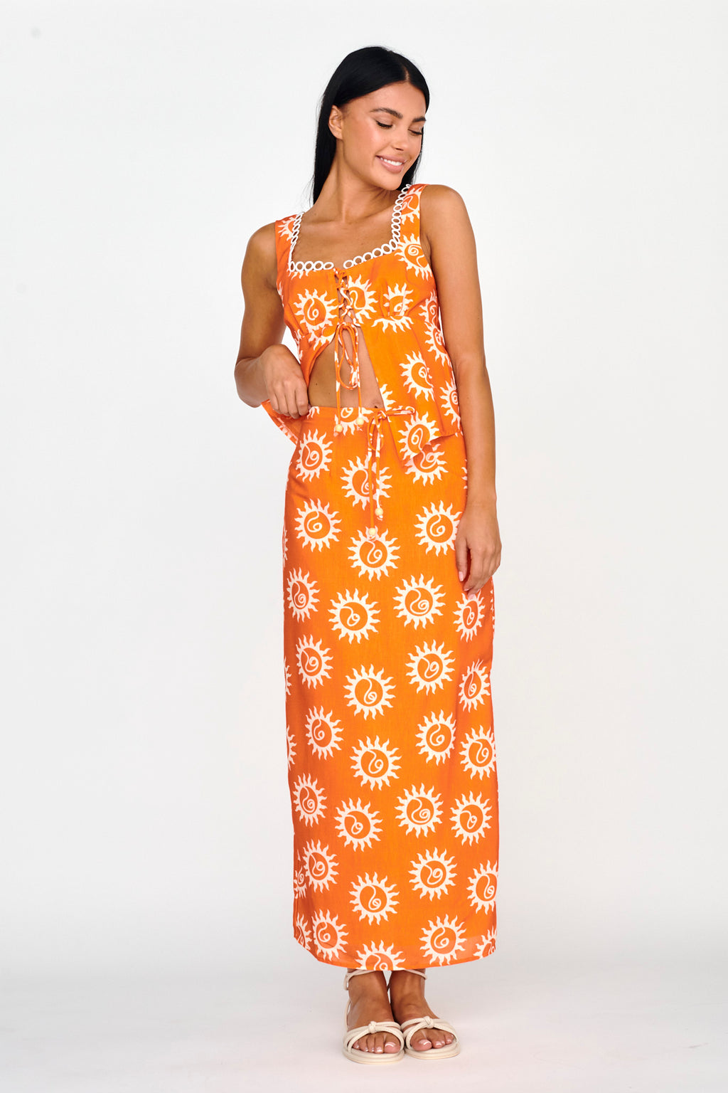 Sun Days Midi Skirt Sun Orange by Selfie Leslie