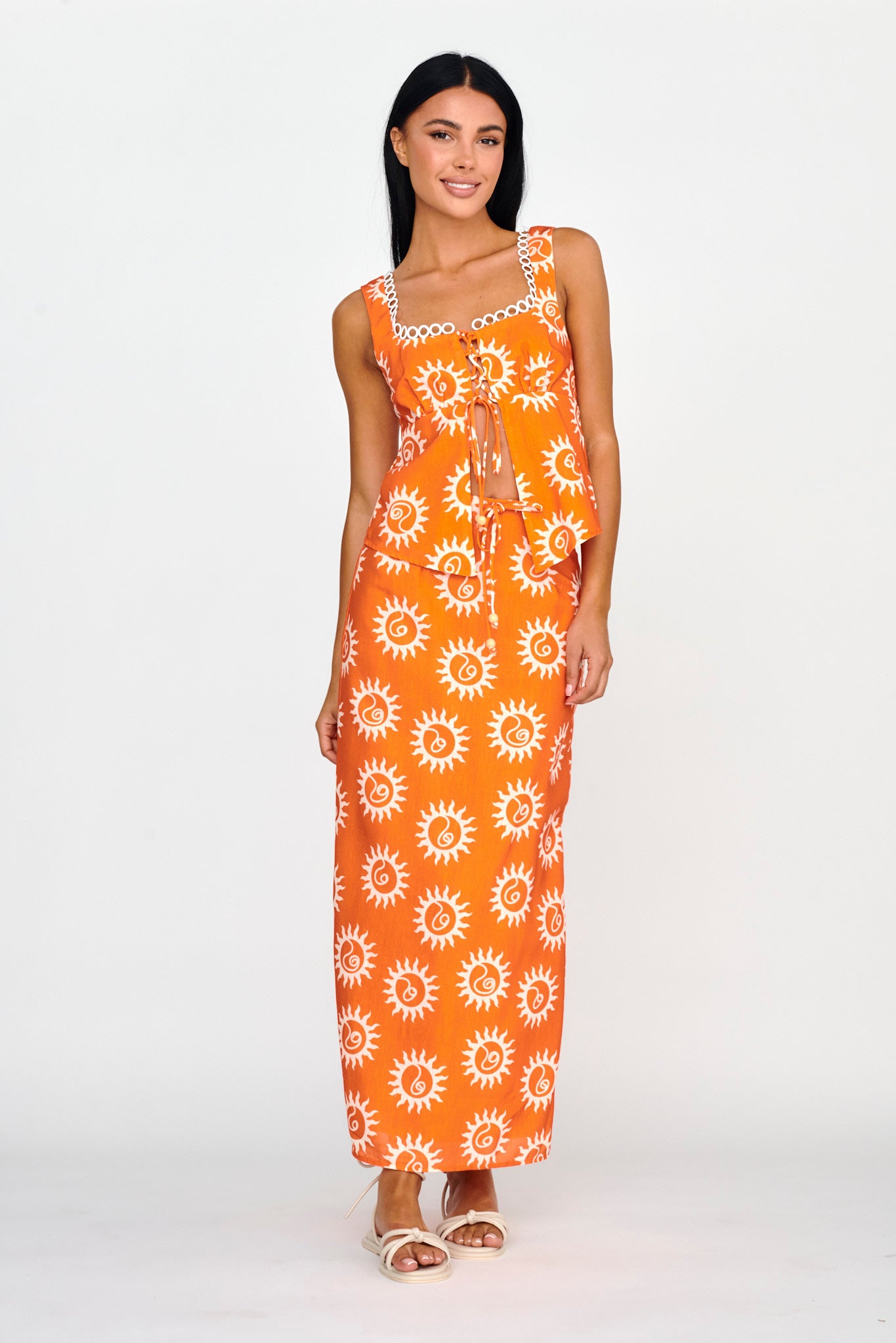 Sun Days Laced Bust Top Sun Orange by Selfie Leslie