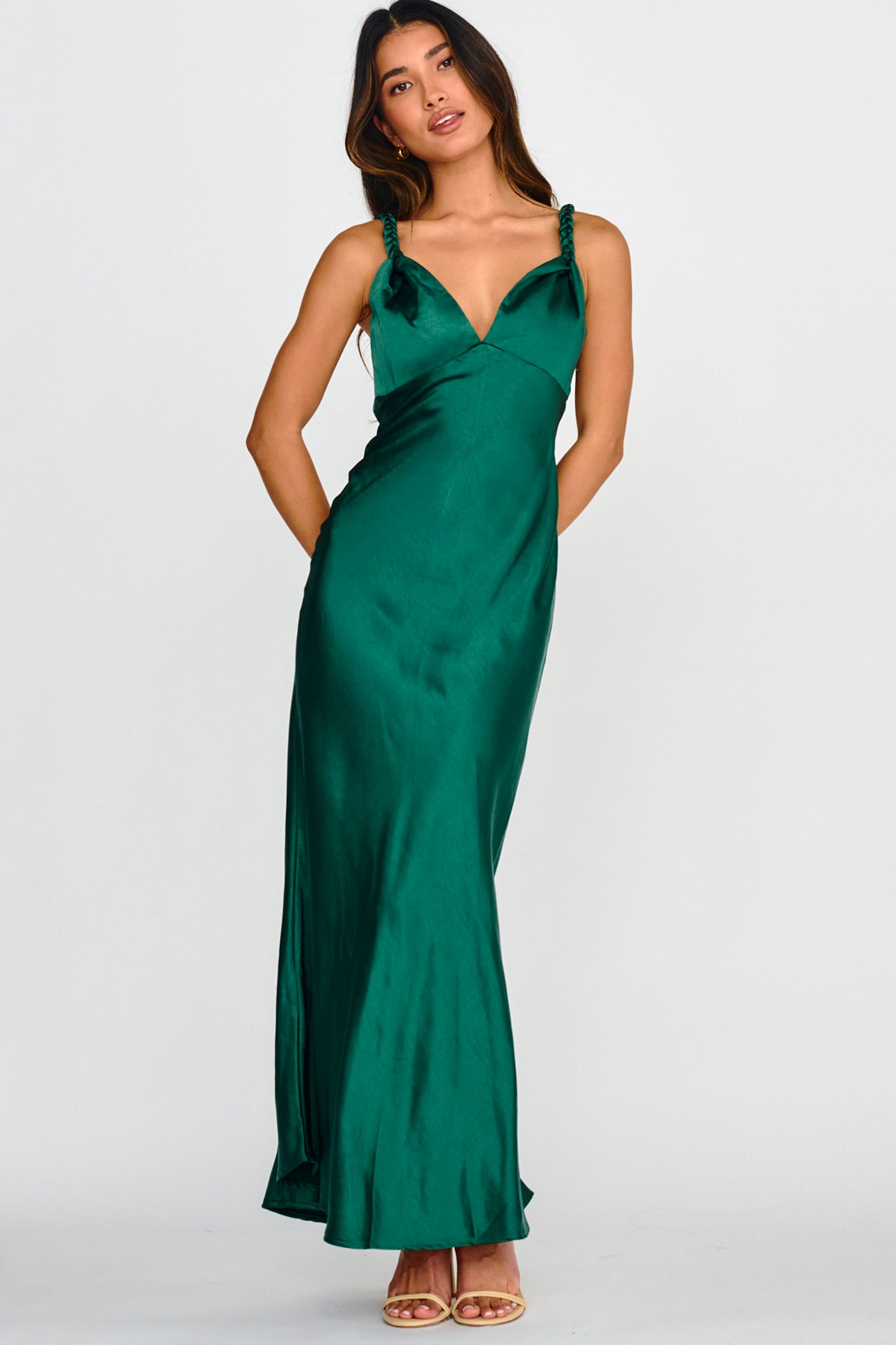 Muraya Braided Strap Maxi Dress Forest Green by Selfie Leslie