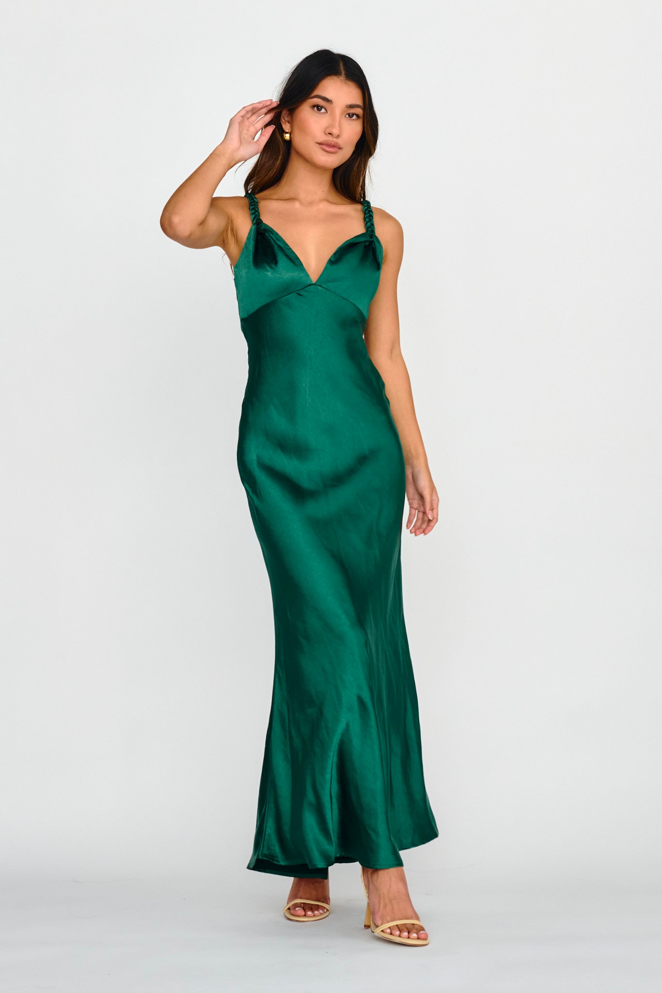 Muraya Braided Strap Maxi Dress Forest Green by Selfie Leslie