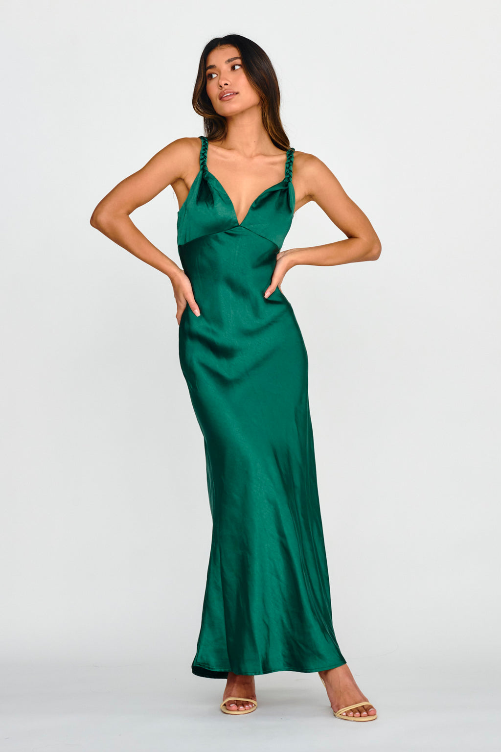 Muraya Braided Strap Maxi Dress Forest Green by Selfie Leslie