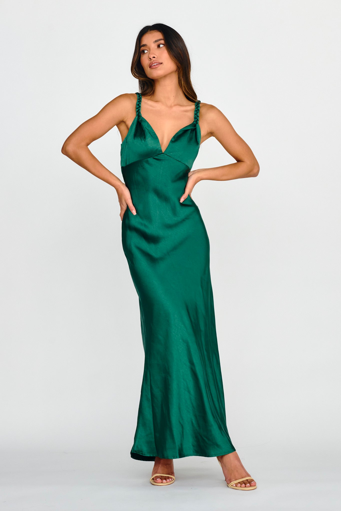 Muraya Braided Strap Maxi Dress Forest Green by Selfie Leslie