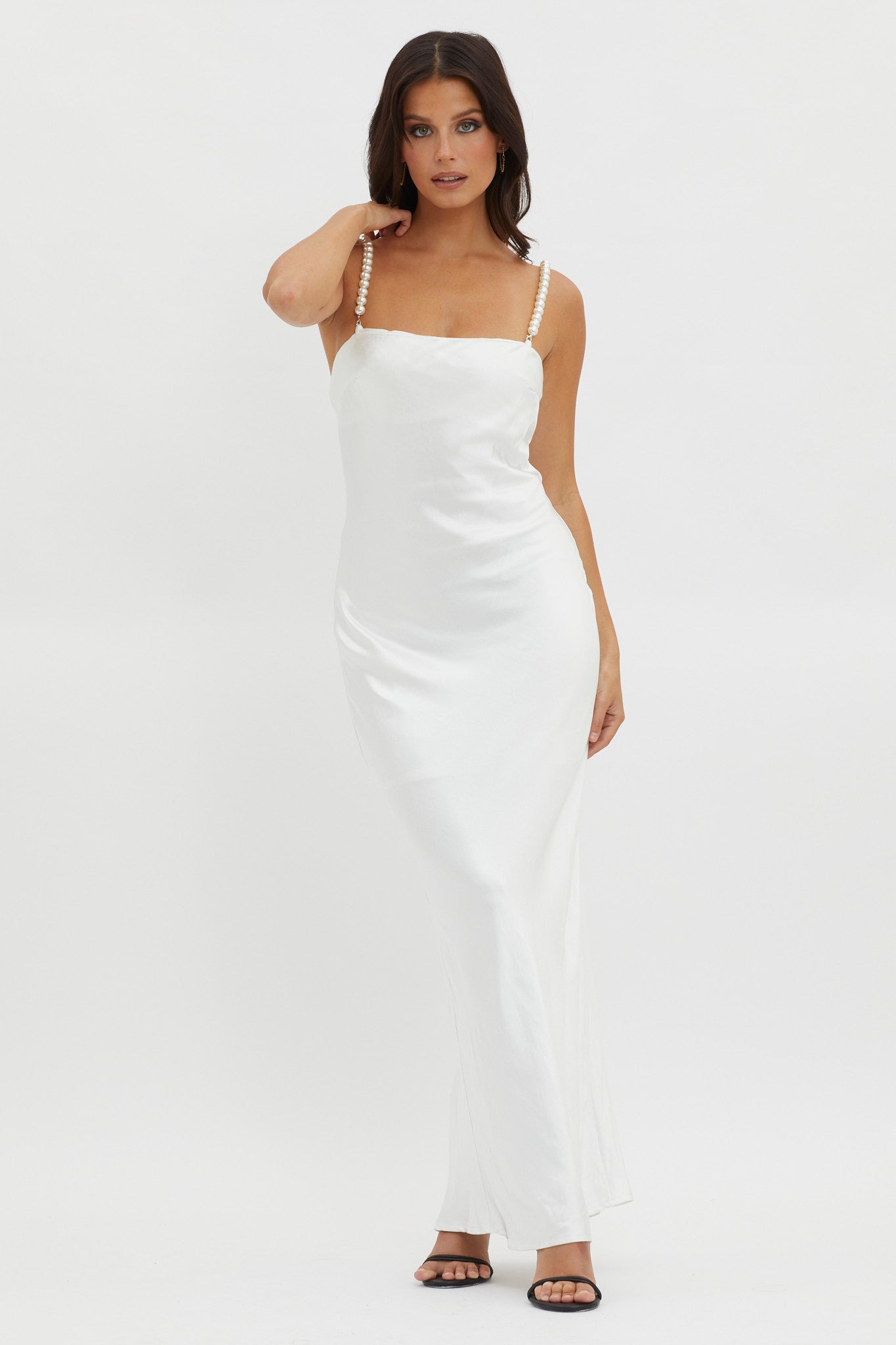 Saving Grace Pearl Strap Maxi Dress Oyster– Selfie Leslie