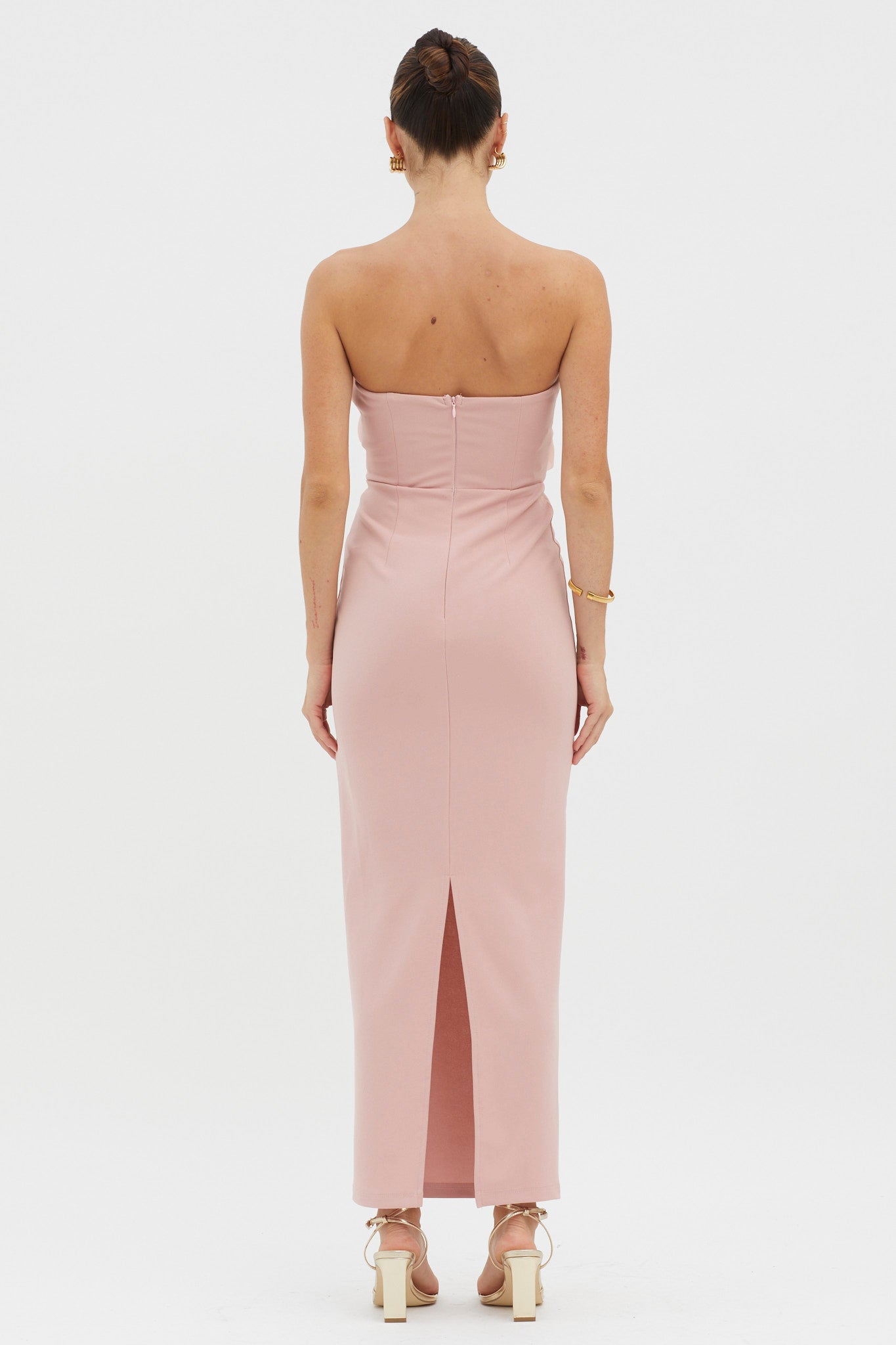 Karaline Strapless Bust Accent Maxi Dress Blush - L Karaline Strapless Bust Accent Maxi Dress Blush - L
