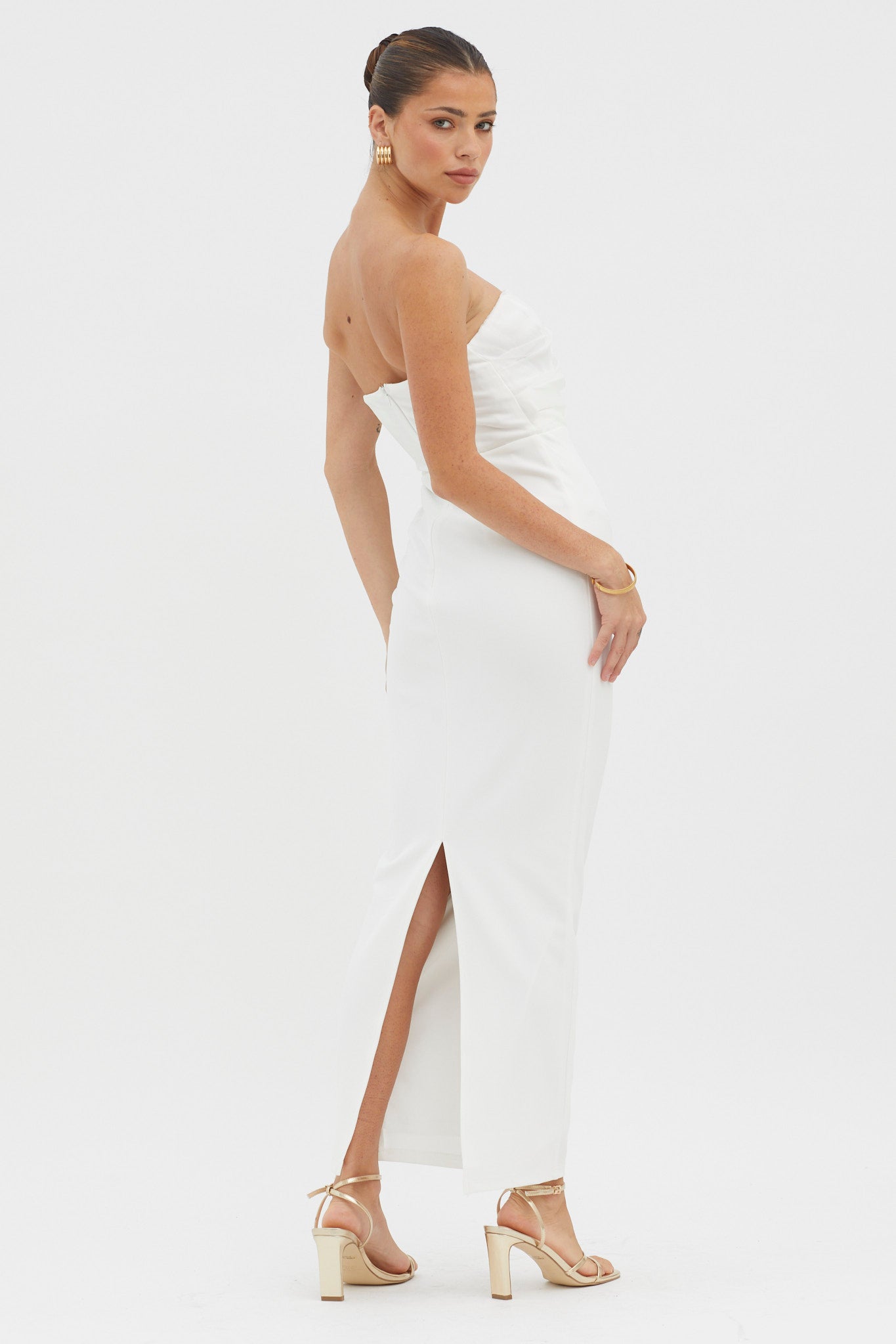 Karney White Linen Strapless Dress Karaline Strapless Bust Accent Maxi Dress White Selfie Leslie Karney White Linen Strapless Dress Karaline Strapless Bust Accent Maxi Dress White Selfie Leslie