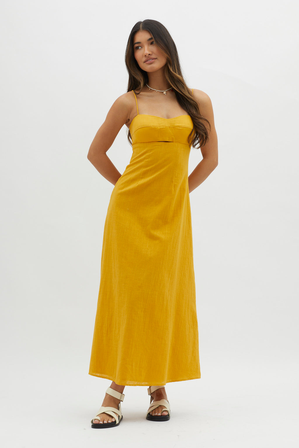 Be Yourself Keyhole Bust Maxi Dress Sun by Selfie Leslie