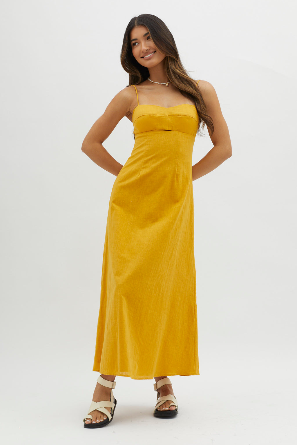 Be Yourself Keyhole Bust Maxi Dress Sun by Selfie Leslie