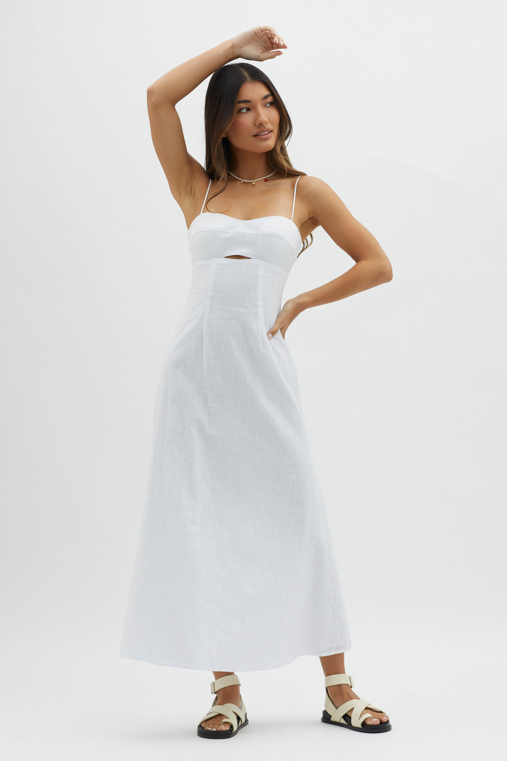 Be Yourself Keyhole Bust Maxi Dress White by Selfie Leslie