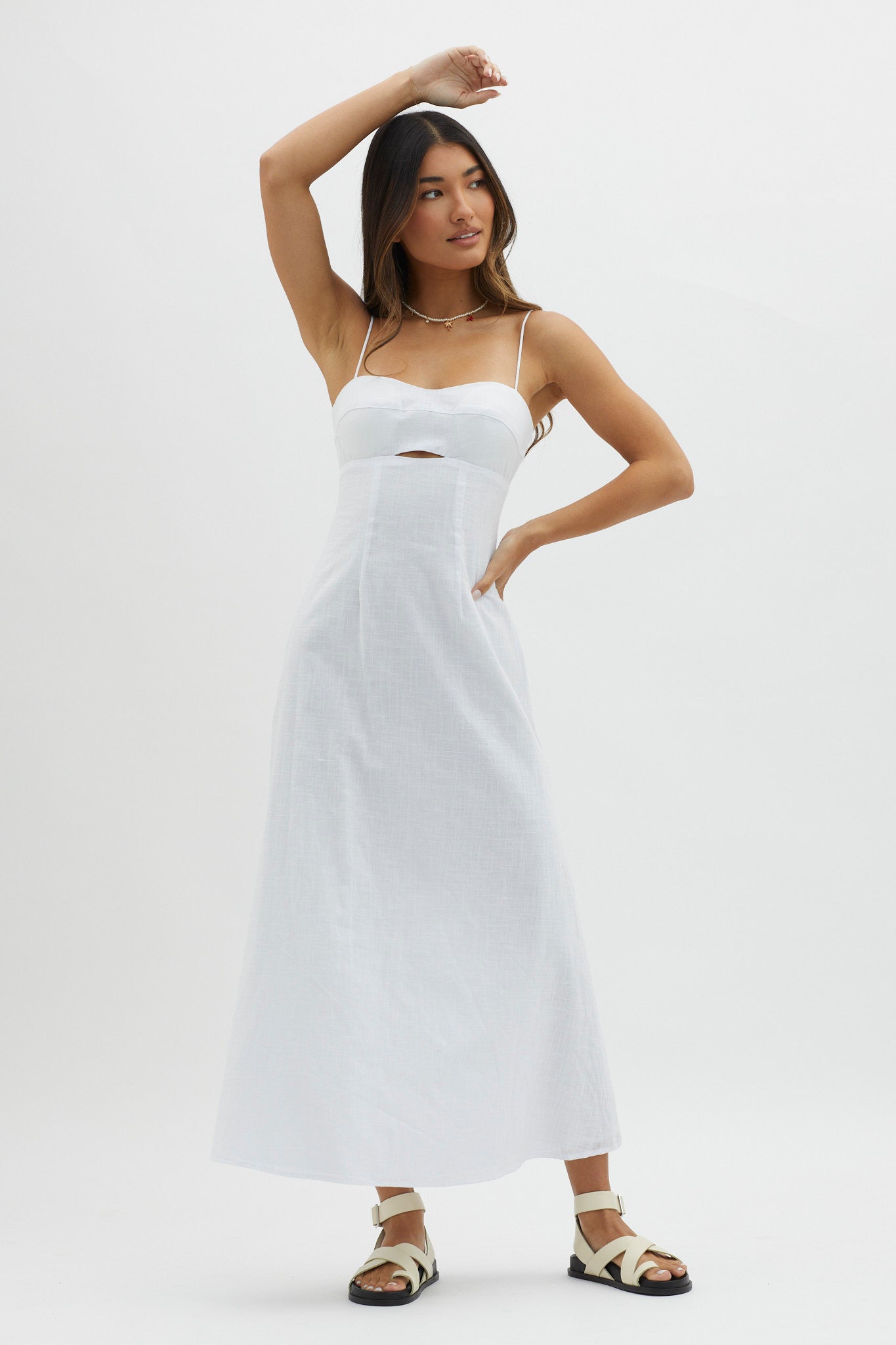Be Yourself Keyhole Bust Maxi Dress White by Selfie Leslie