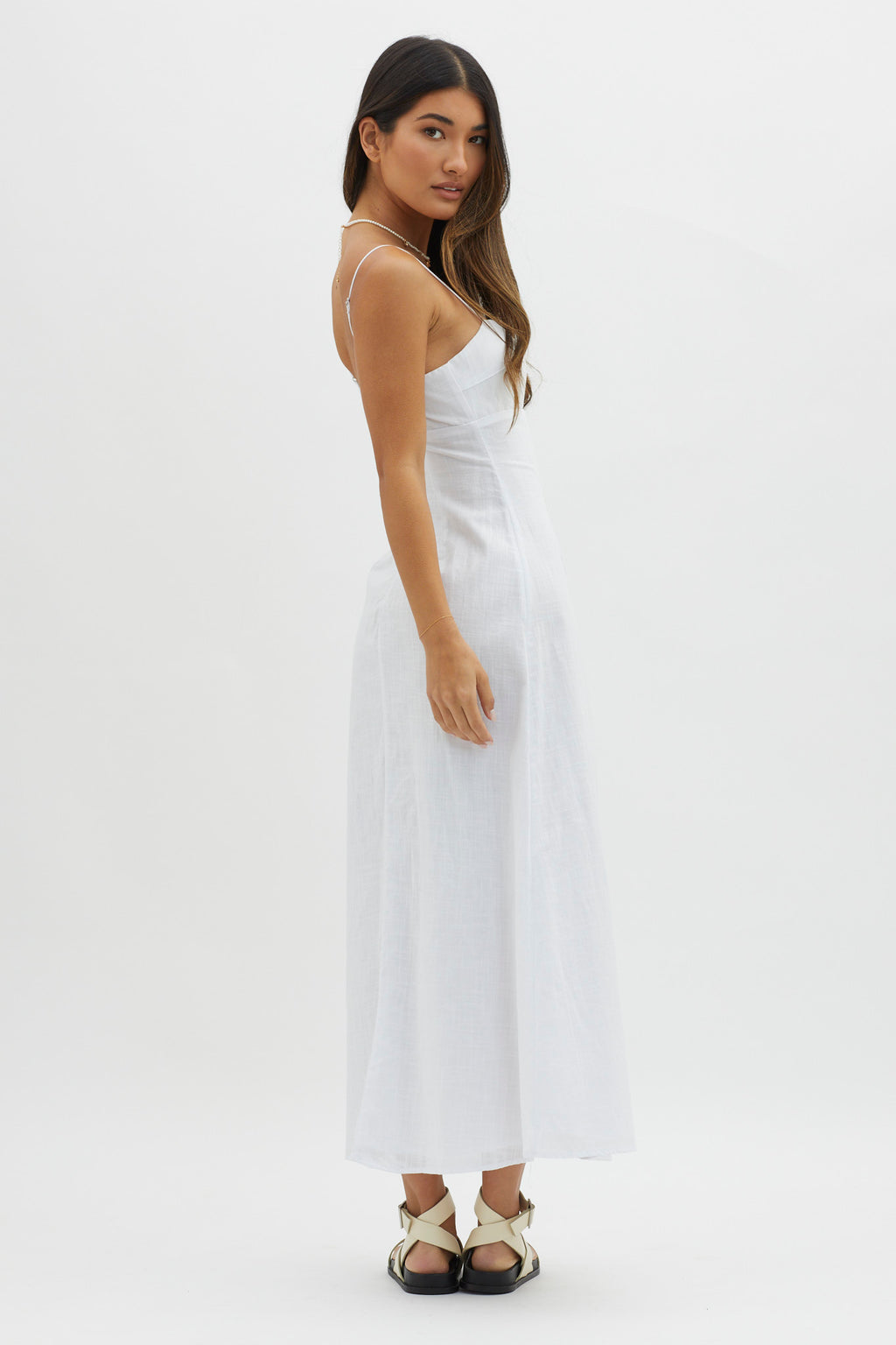 Be Yourself Keyhole Bust Maxi Dress White by Selfie Leslie