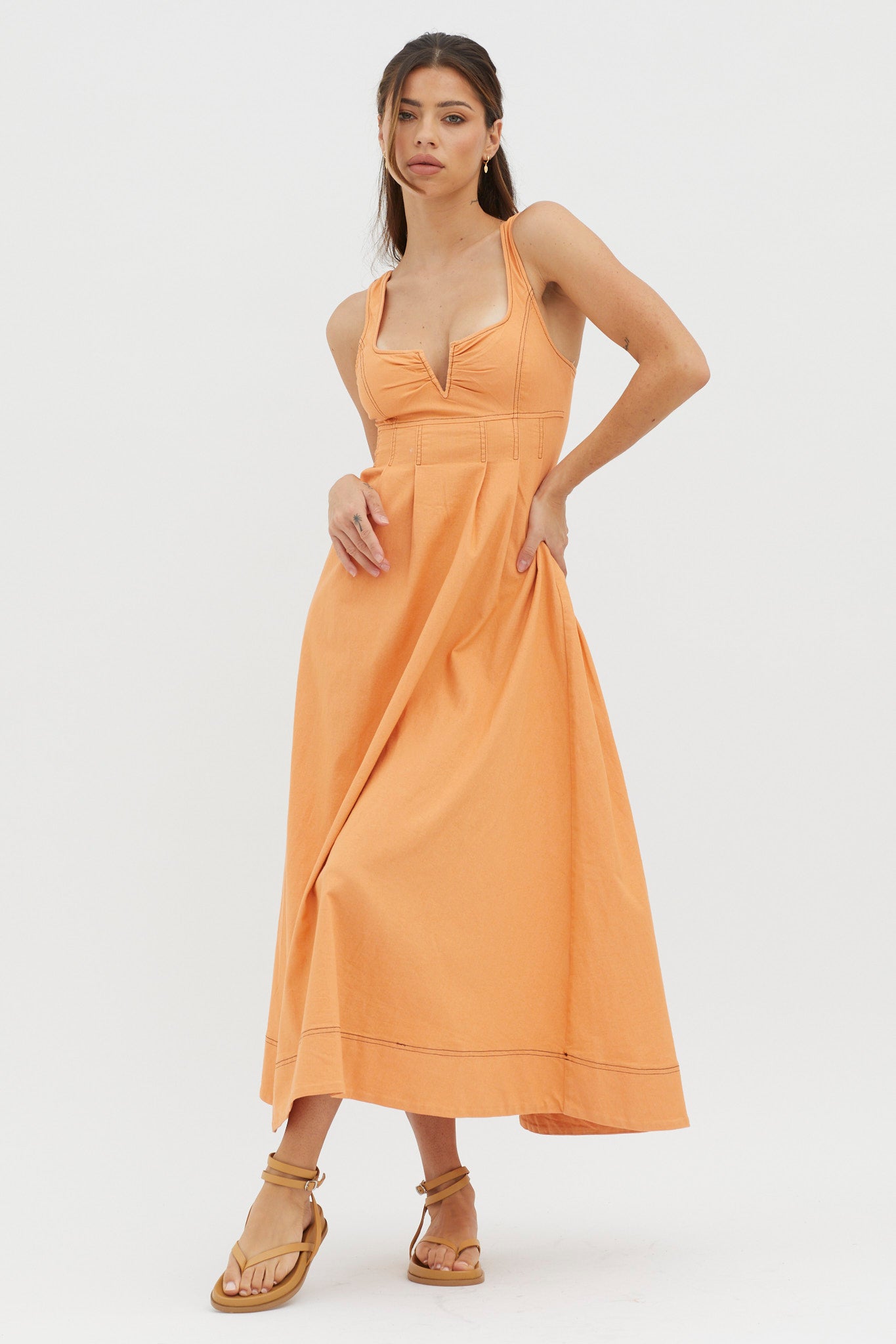 Isadore V-Bust Midi Dress Mango by Selfie Leslie