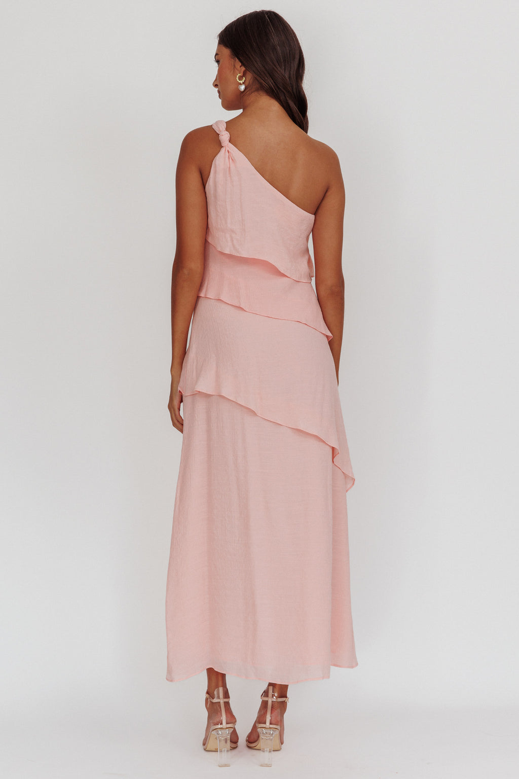 Delwyn One-Shoulder Maxi Dress Baby Pink by Selfie Leslie