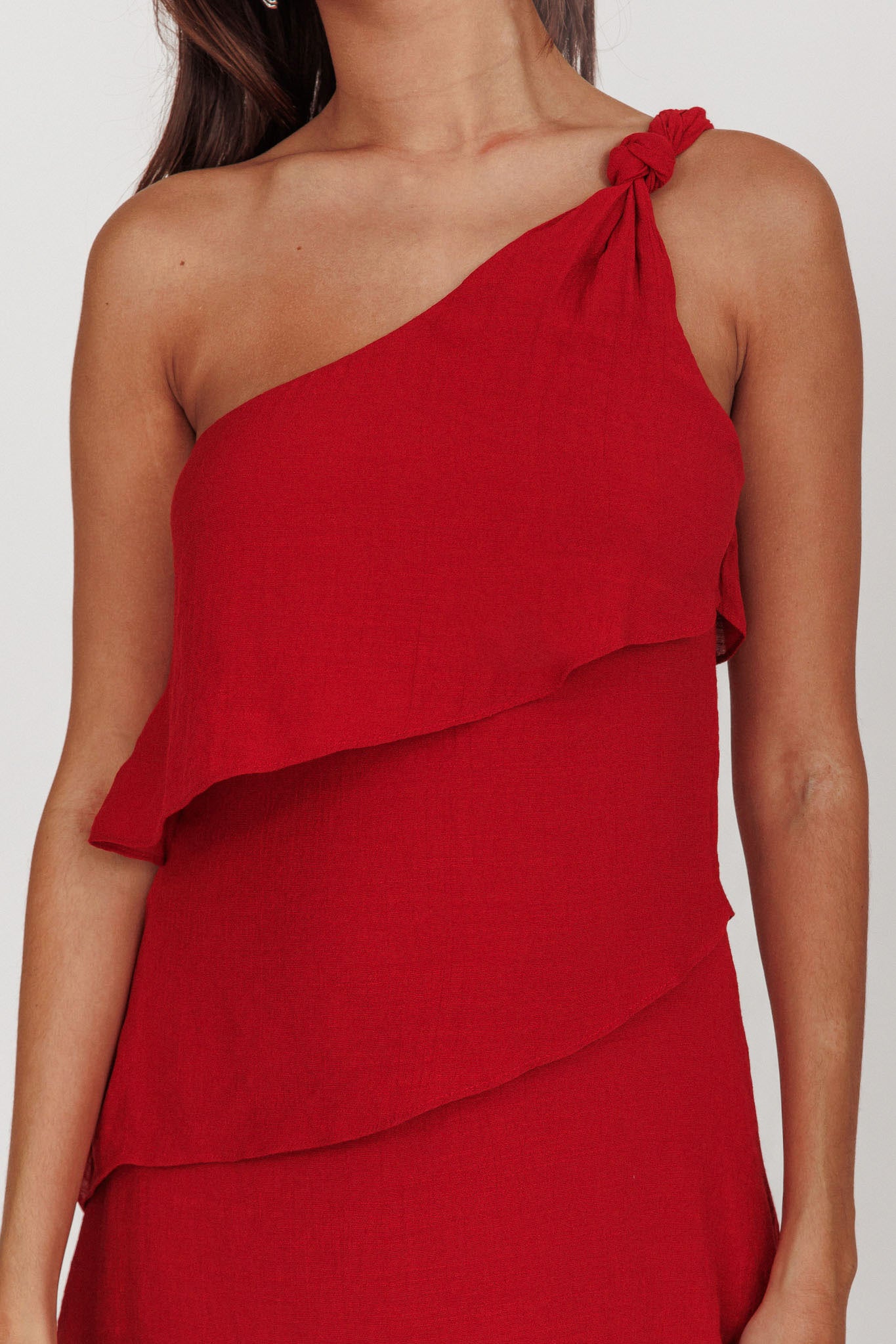 Delwyn One-Shoulder Maxi Dress Red by Selfie Leslie